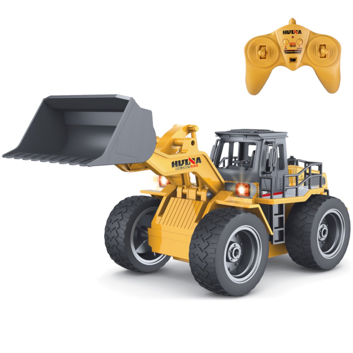 Fisca 1/18 Metal Shovel Remote Control Tractors Toys for Kids, 4WD Kids RC Loaders Construction Vehicles with Lights Fisca