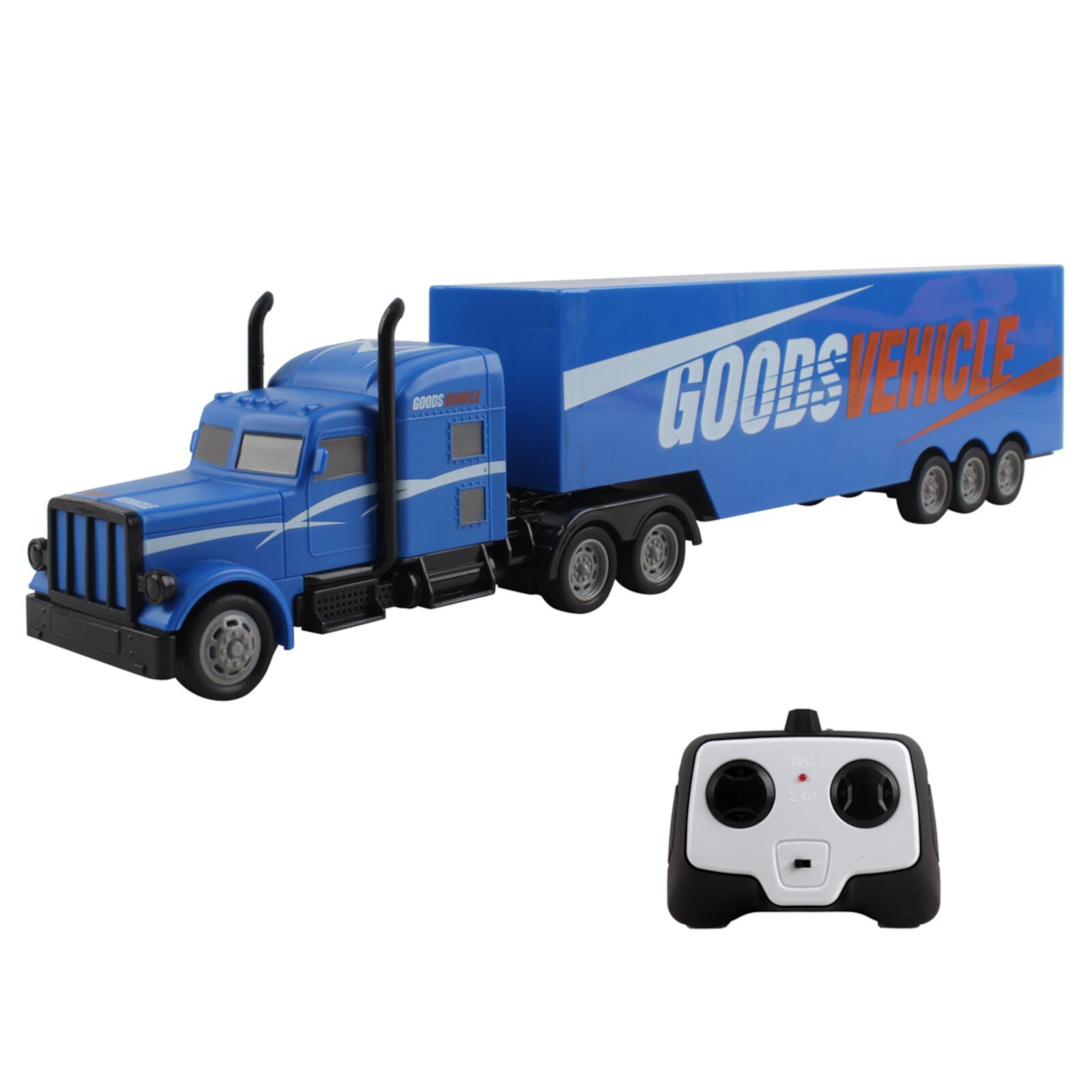 Vokodo RC Semi Truck And Trailer 18 Inch 2.4Ghz Fast Speed 1:16 Scale Electric Hauler Rechargeable Battery Included Remote Control Car Kids Big Rig Toy Vehicle Great Gift For Children Boys Girl (Blue) Vokodo