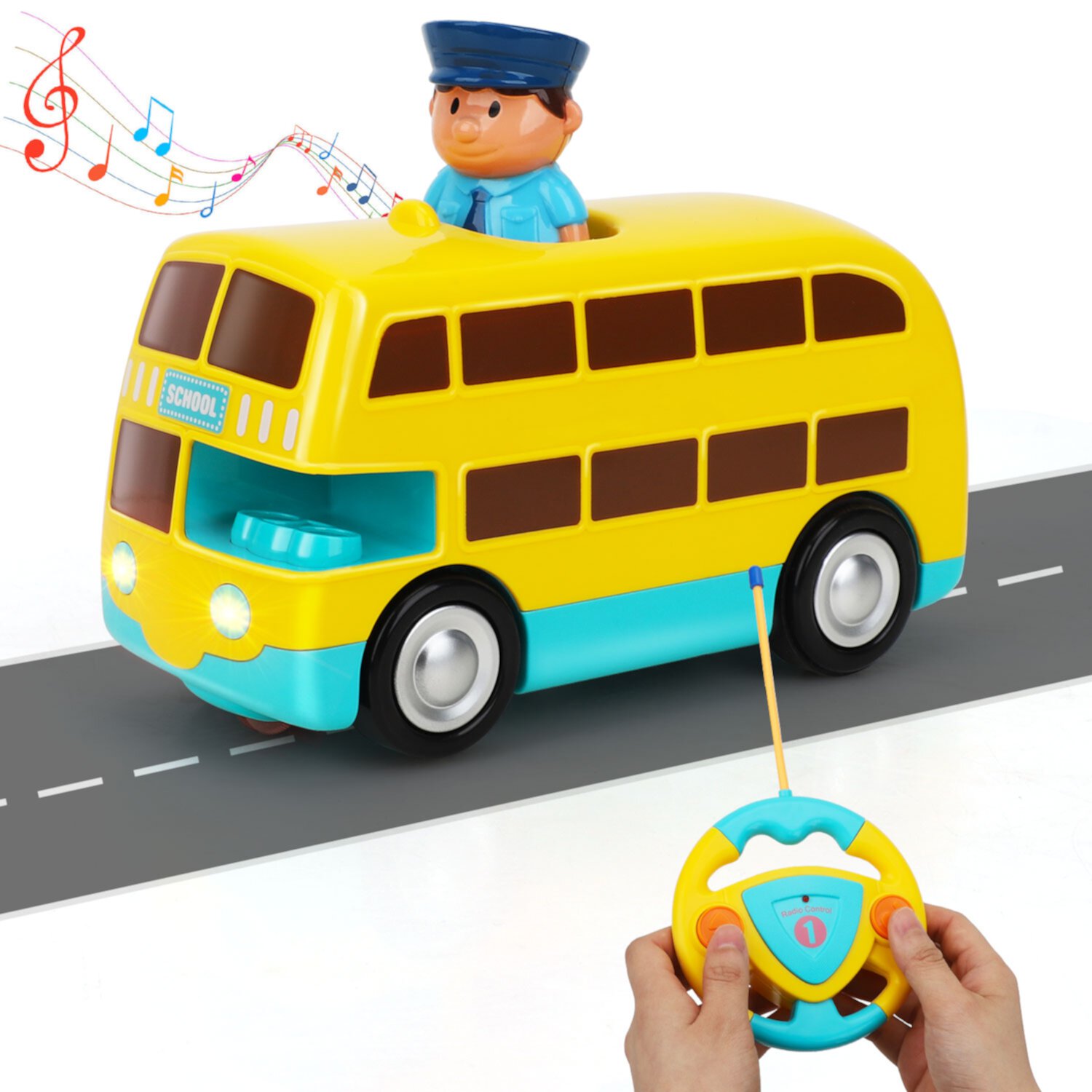 TOY Life Remote Control Car for Toddlers, Remote Control Car for Boys 2-3-4-5, Kids Remote Control Bus, Toddler RC Police Car RC Cartoon Race Car, Car Toys for Toddlers, RC Bus School Bus Toy TOY Life