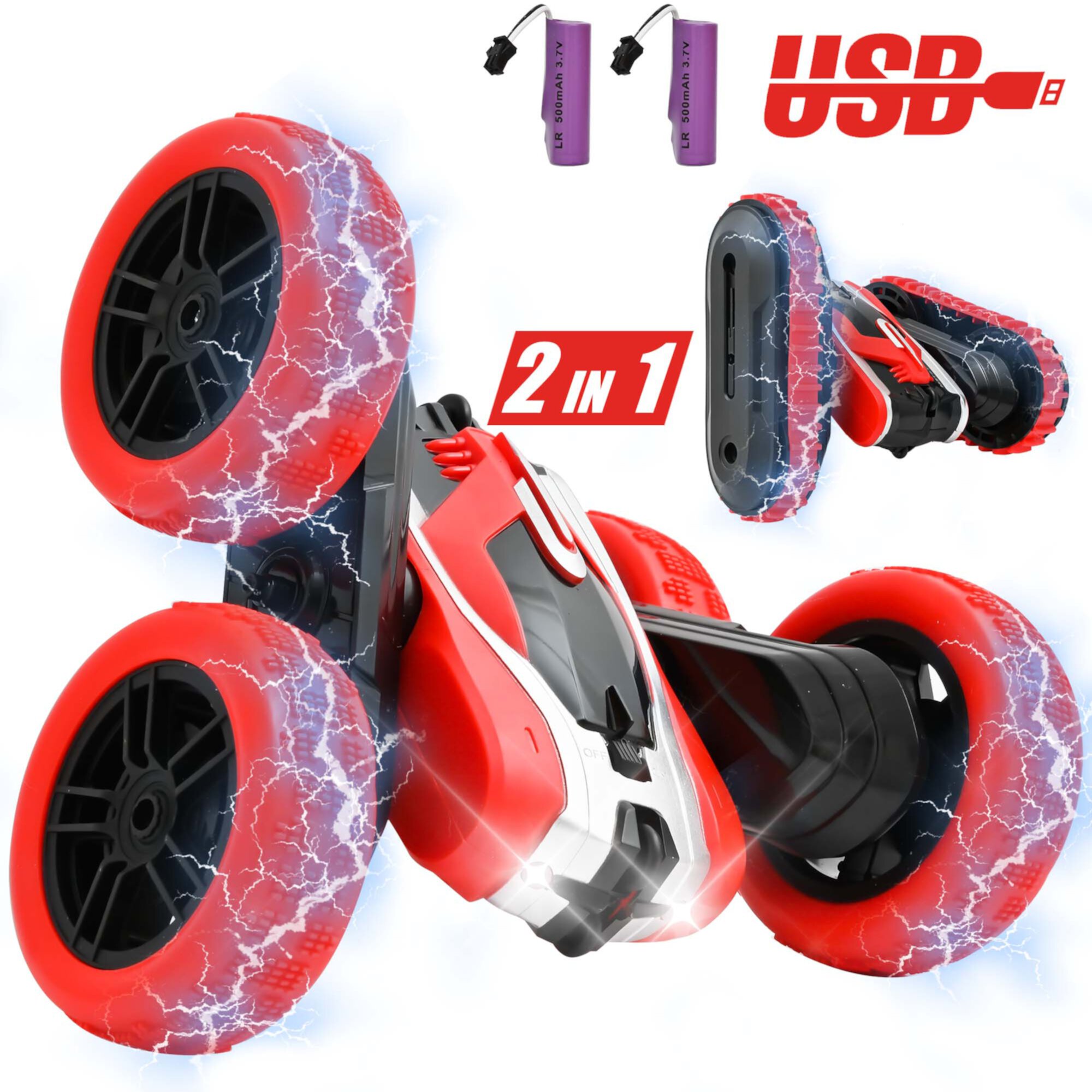 Remote Control Car, 2 IN 1 RC Stunt Cars Toy, 4WD  Rechargeable Double Sided 360° Rotating RC Car for Kids Topfox