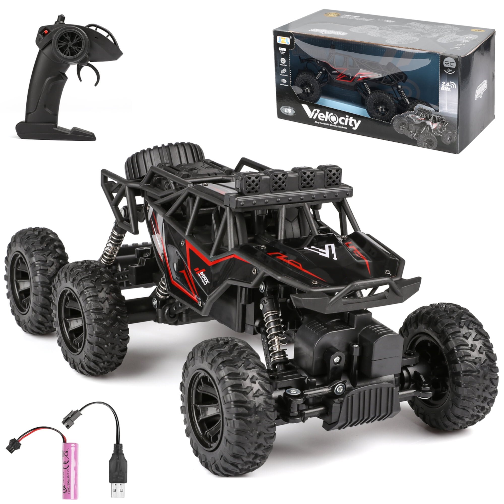 Hot Bee RC Cars, 1:16 6WD Large Remote Control Monster Truck 2.4 GHz Alloy RC Cars Birthday  Christmas Gifts for Boys Age 6 + Hot Bee