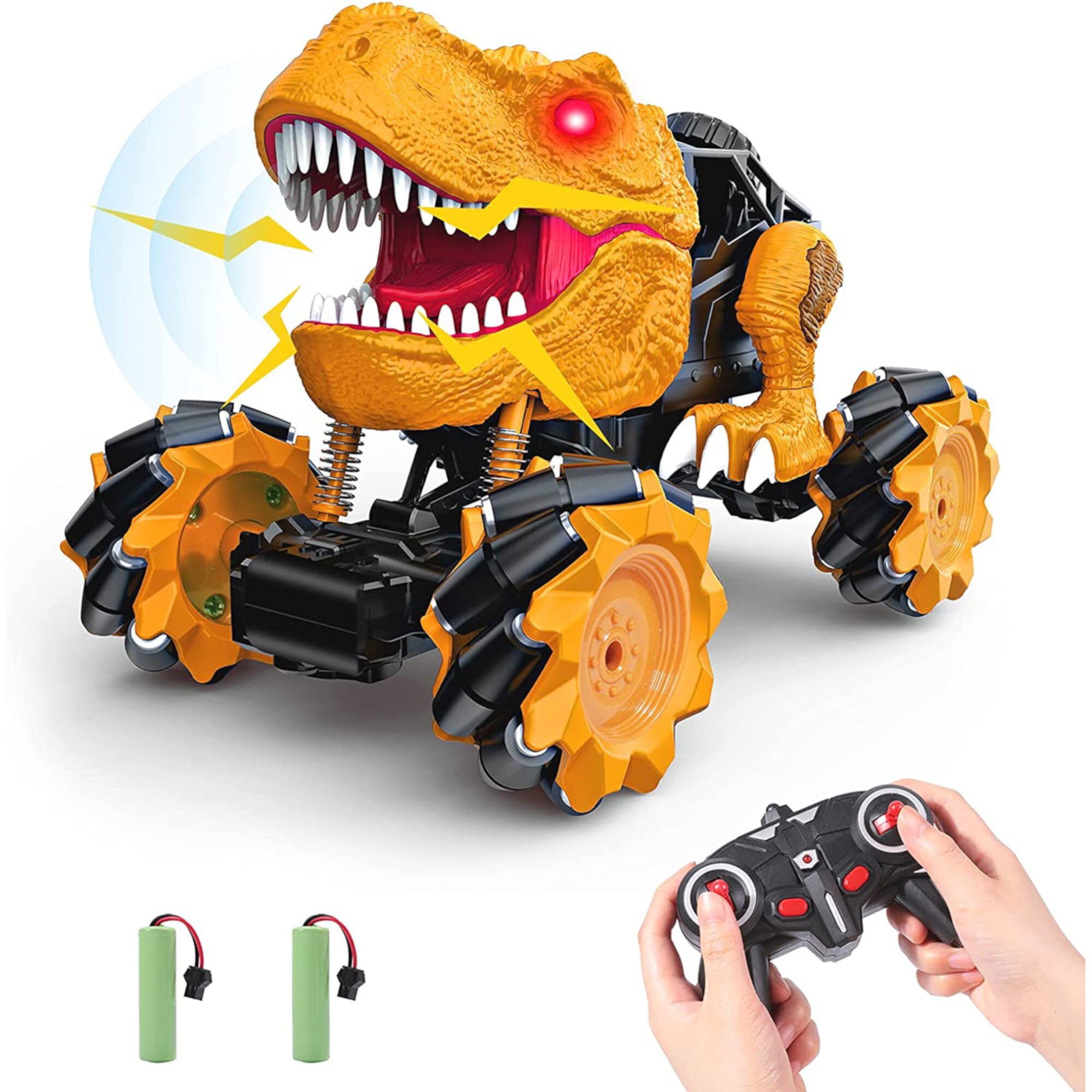 Remote Control Dinosaur Car, RC Triceratops Powerful Drift Truck Toy for Boys, Flash Roar Spray and Lights for Boys Girls Gifts for Christmas HANMUN