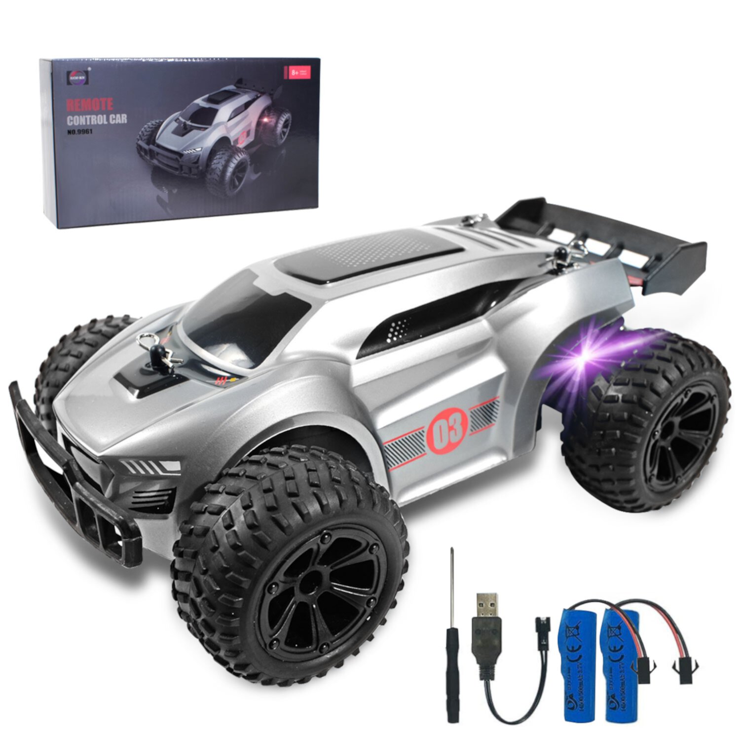 Remote Control Car - 2.4GHz High Speed , Offroad Hobby Rc Racing Car with Colorful Led Lights and Rechargeable Battery,Electric Toy Car Gift for 3 4 5 6 7 8 Year Old Boys Girls Kids Kid Odyssey