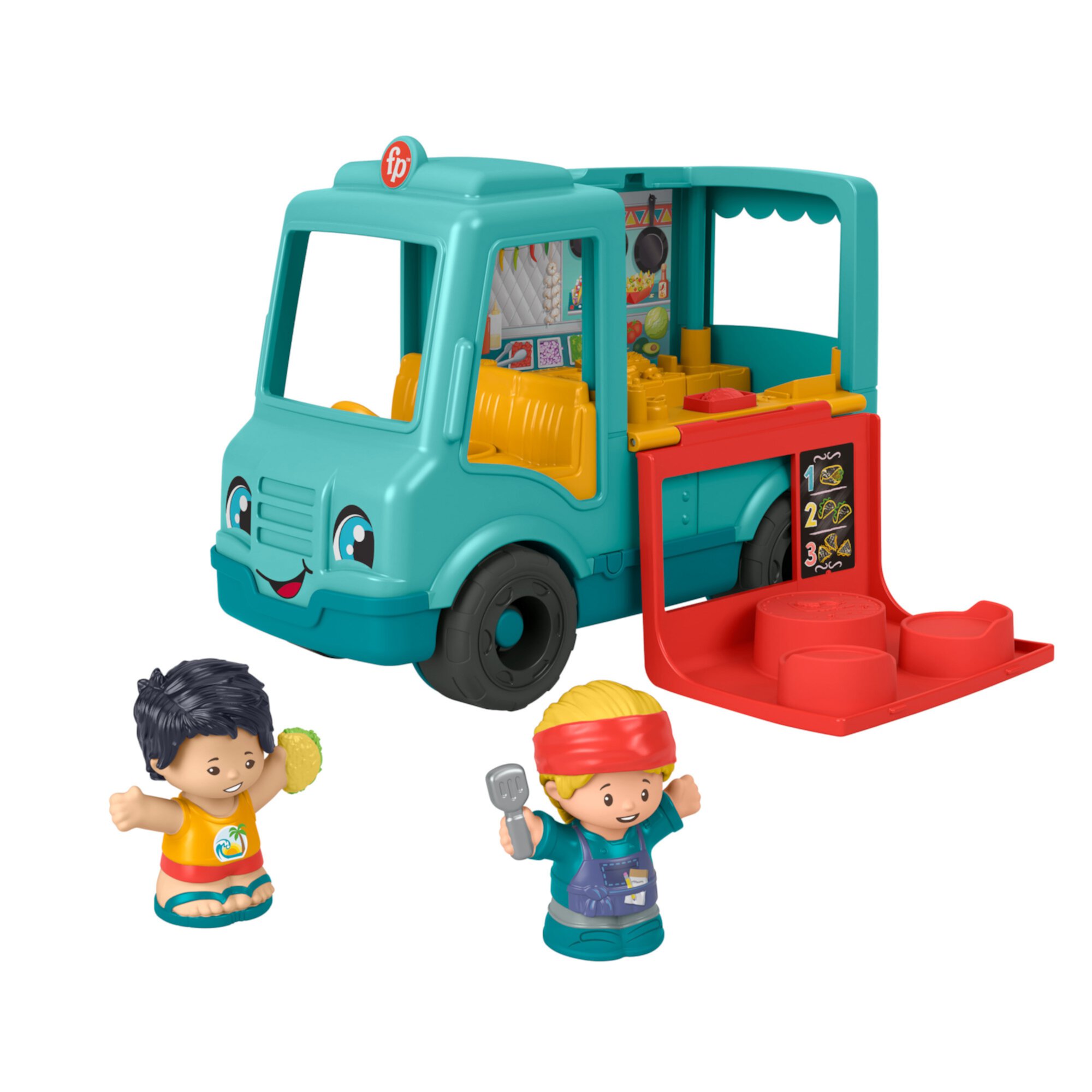 Fisher-Price Little People Serve It Up Food Truck Musical Toddler Toy with 2 Figures Little People