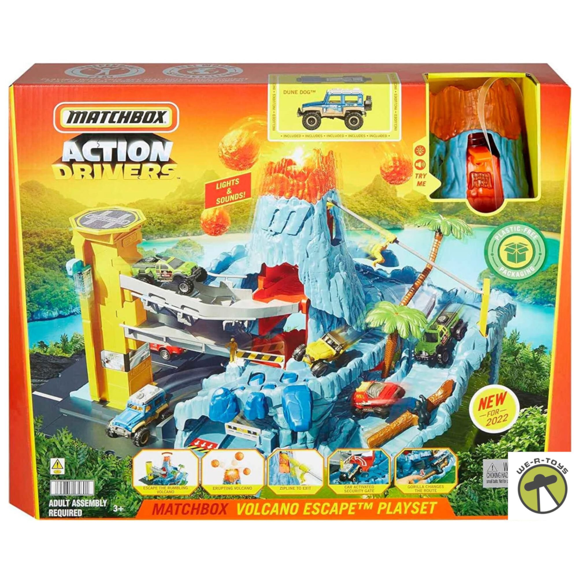 Matchbox Action Drivers Volcano Escape Playset With Lava Explosion Matchbox