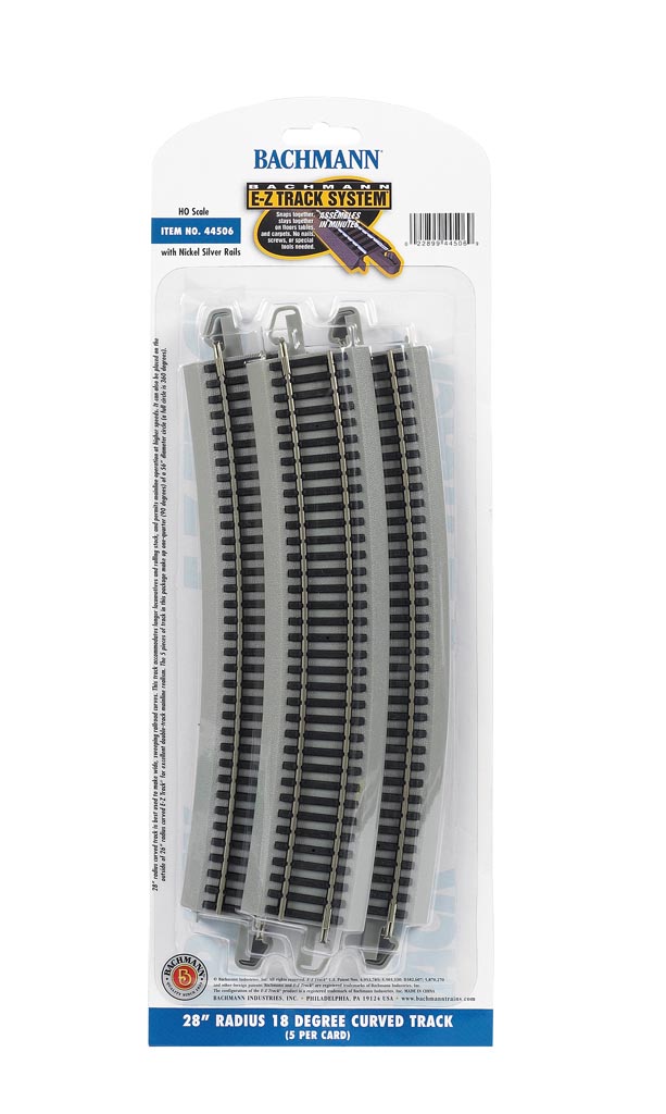 HO 28" Radius Curved Nickel Silver Track (5/Cd) Bachmann Trains