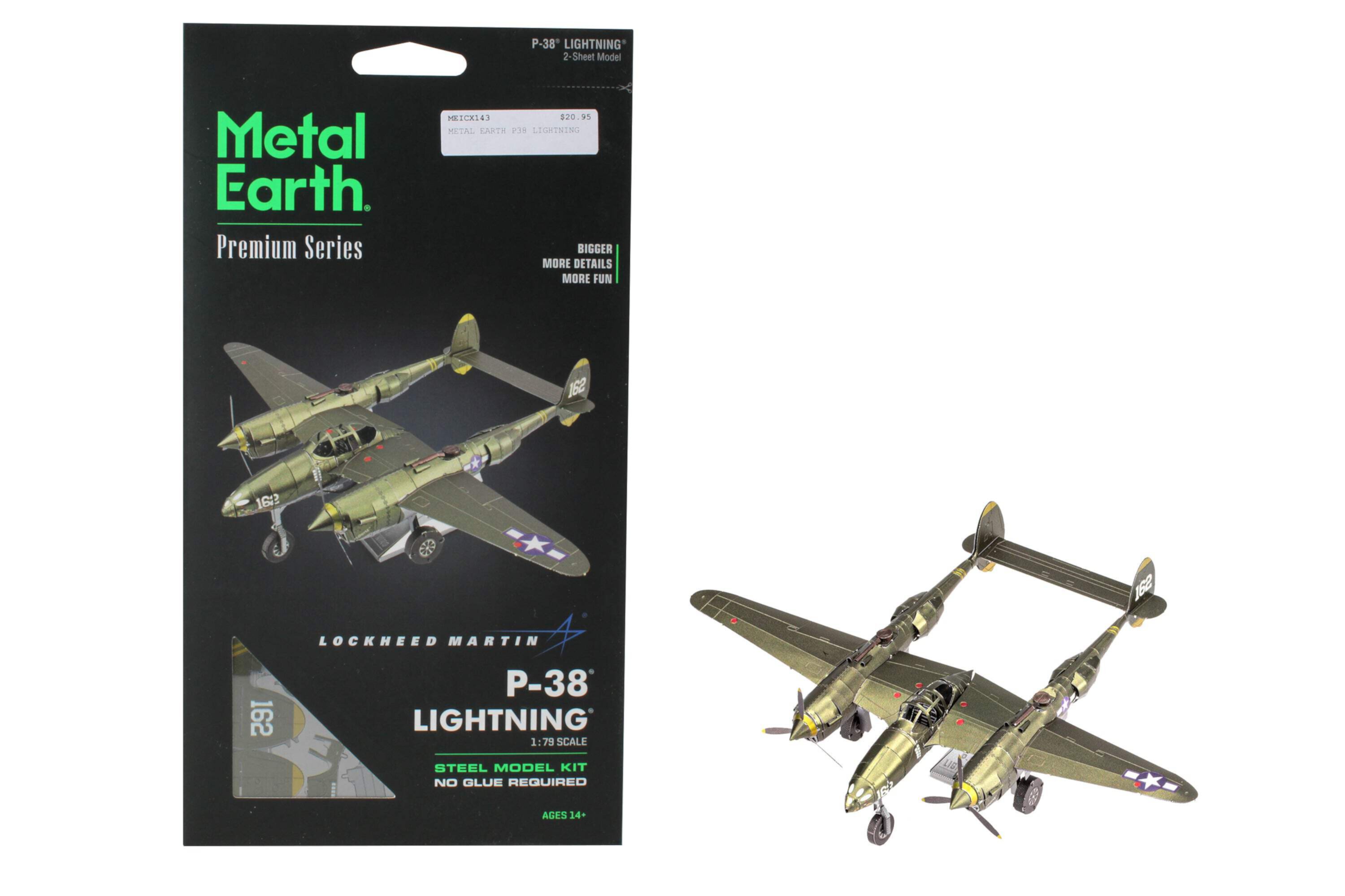 Metal Earth Iconx P-38 Lightning 3D Model  + Tweezers 14365 Unknown