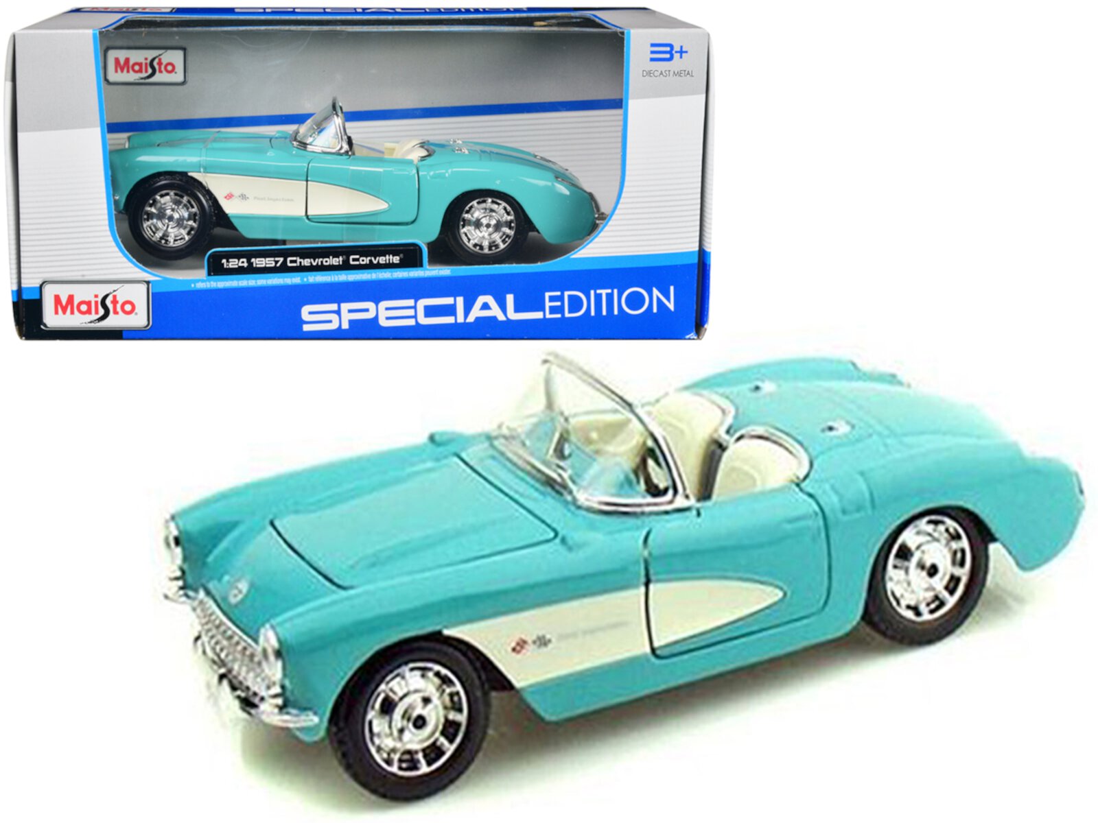 1957 Chevrolet Corvette Convertible Turquoise 1/24 Diecast Model Car by Maisto Maisto