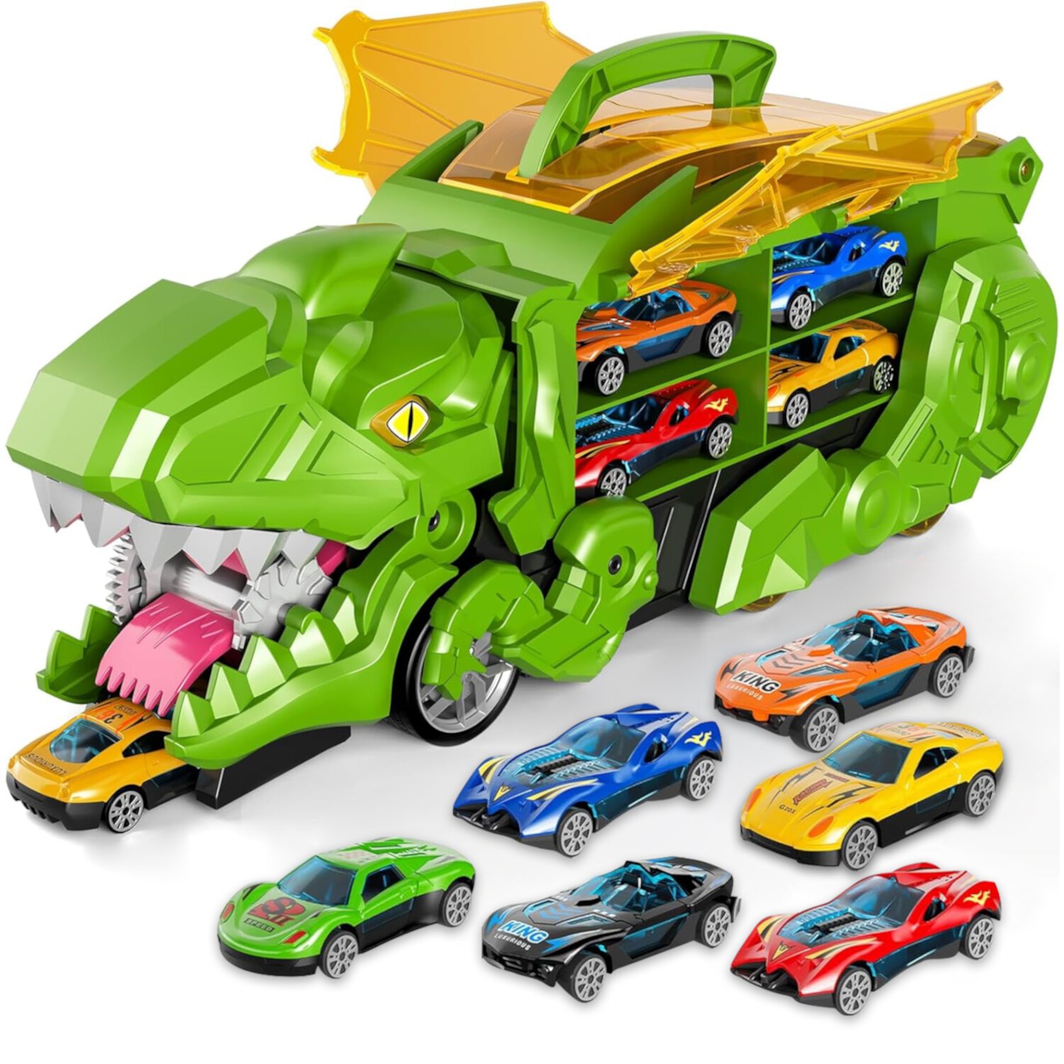 Style-Carry Dinosaur Toys for 3-6 Years Boys, Dinosaur Truck Toys, Carrier Truck Toys with 6Cars, Birthday Gift for Boys 3 4 5 6 7 Year Old Style-Carry