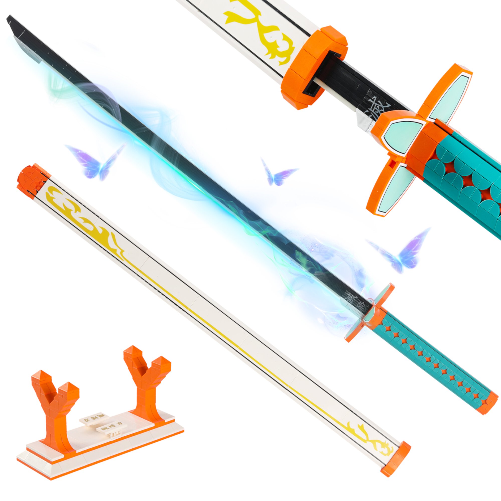 HI-Reeke Sword Building Block Set for Demon Slayer Anime Kochou Shinobu Katana Building Kit Green HI-REEKE