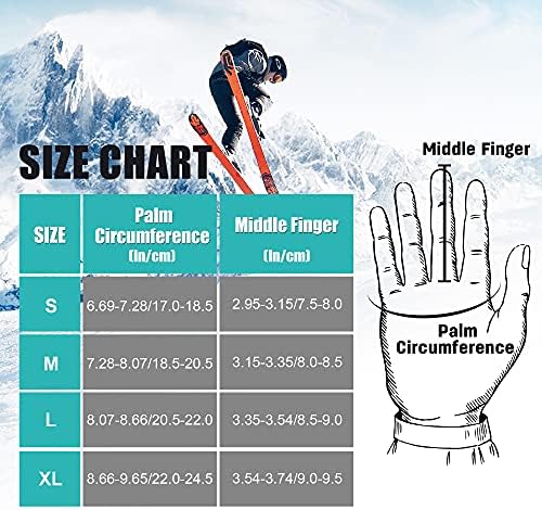 MCTi Ski Gloves Winter Waterproof Snowboard Snow Warm 3M Thinsulate PU Leather Cold Weather Gloves for Mens Womens MCTi