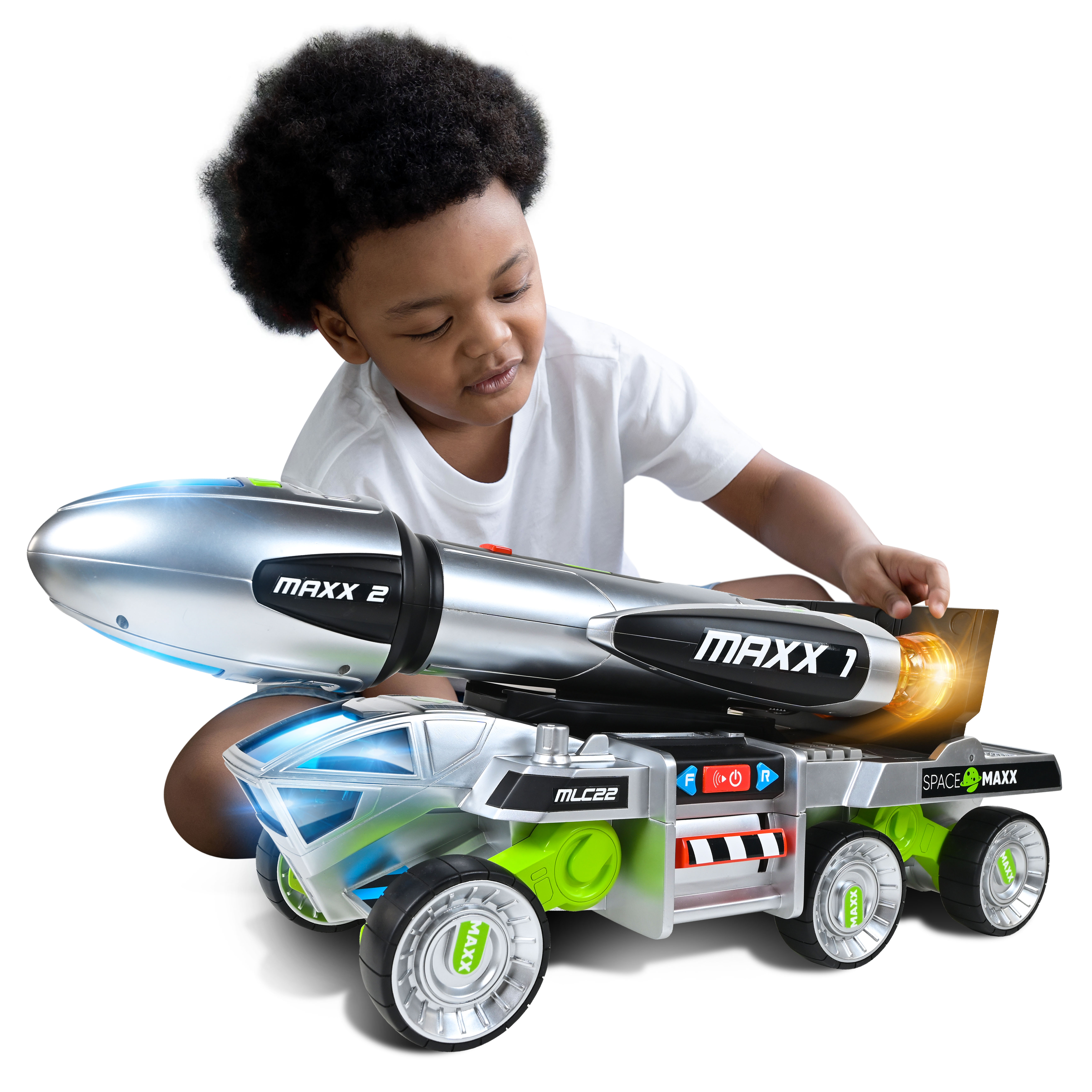 Maxx Action 3-N-1 Blast Off Booster Rocket Lights, Sounds and Motorized Drive Includes Transport Vehicle, Rocket and Capsule Maxx Action