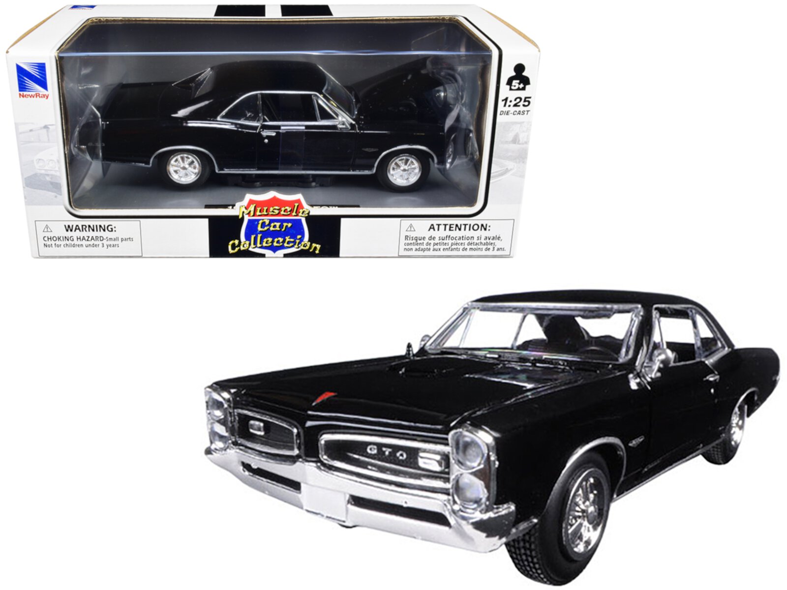 1966 Pontiac GTO Black "Muscle Car Collection" 1/25 Diecast Model Car by New Ray New Ray Toys