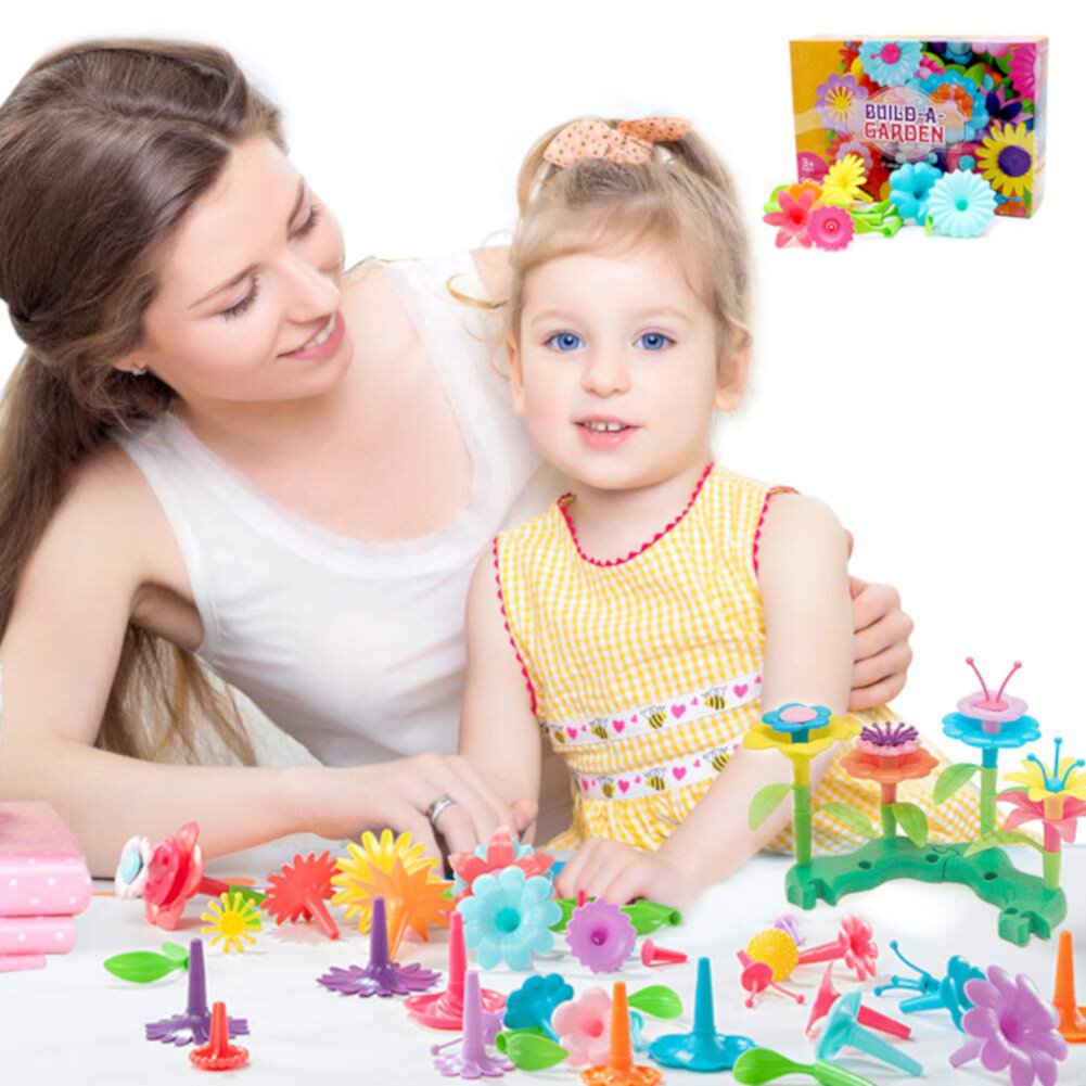 AIMEDYOU 108 Pcs Flower Garden Building Toys Set 3-6 Year Old Girls Toddlers and Kids Best Christmas Birthday Gifts for Indoor and Outdoor Creativity Flower Play Set AIMEDYOU