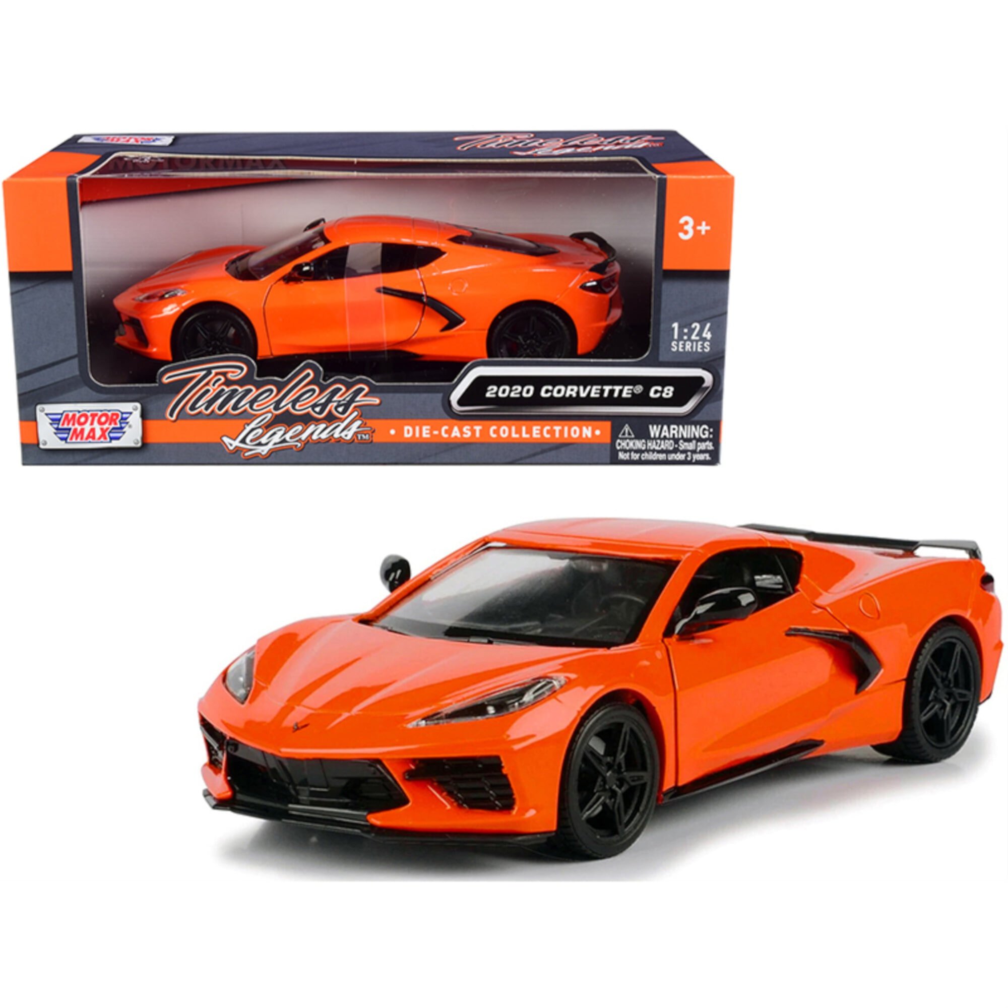 2020 Chevrolet Corvette C8 Stingray Orange "Timeless Legends" 1/24 Diecast Model Car by Motormax MOTORMAX