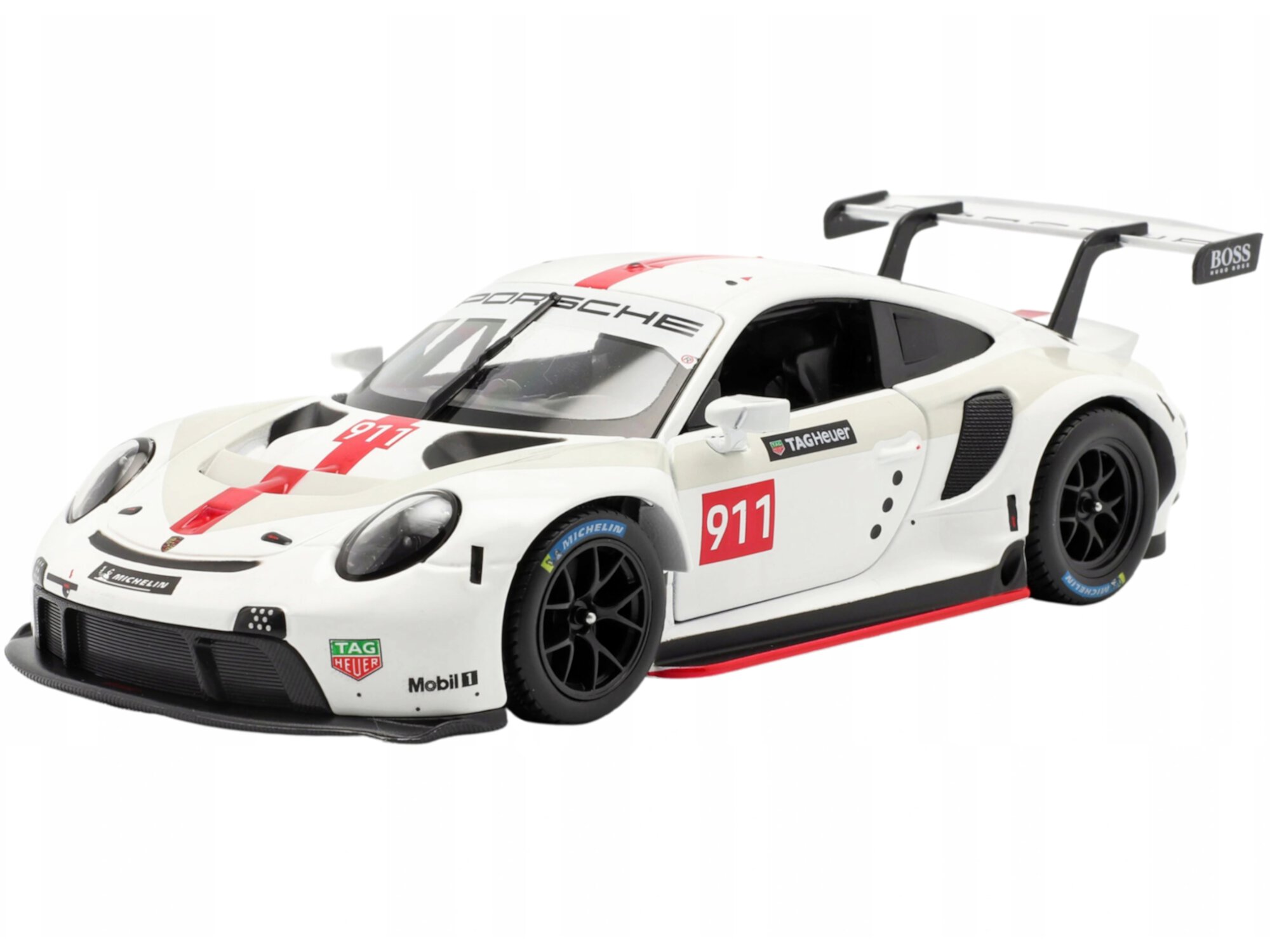 Porsche 911 RSR GT #911 White "Race" Series 1/24 Diecast Model Car by Bburago Bburago