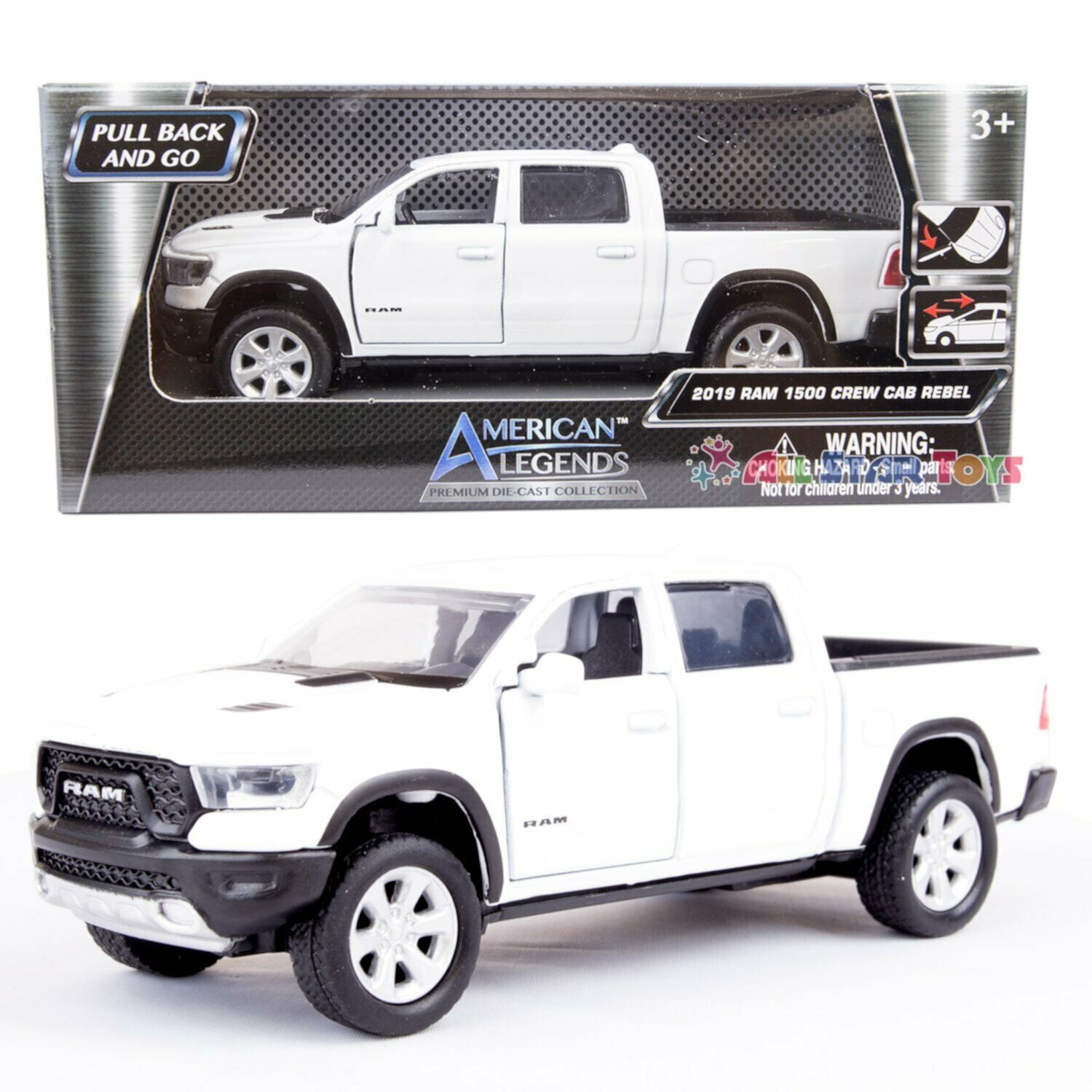 Миниатюрная модель автомобиля Ram 1500 Crew Cab Rebel 1:43 с открывающимися дверями, 12,7 см, красно-белая Motormax