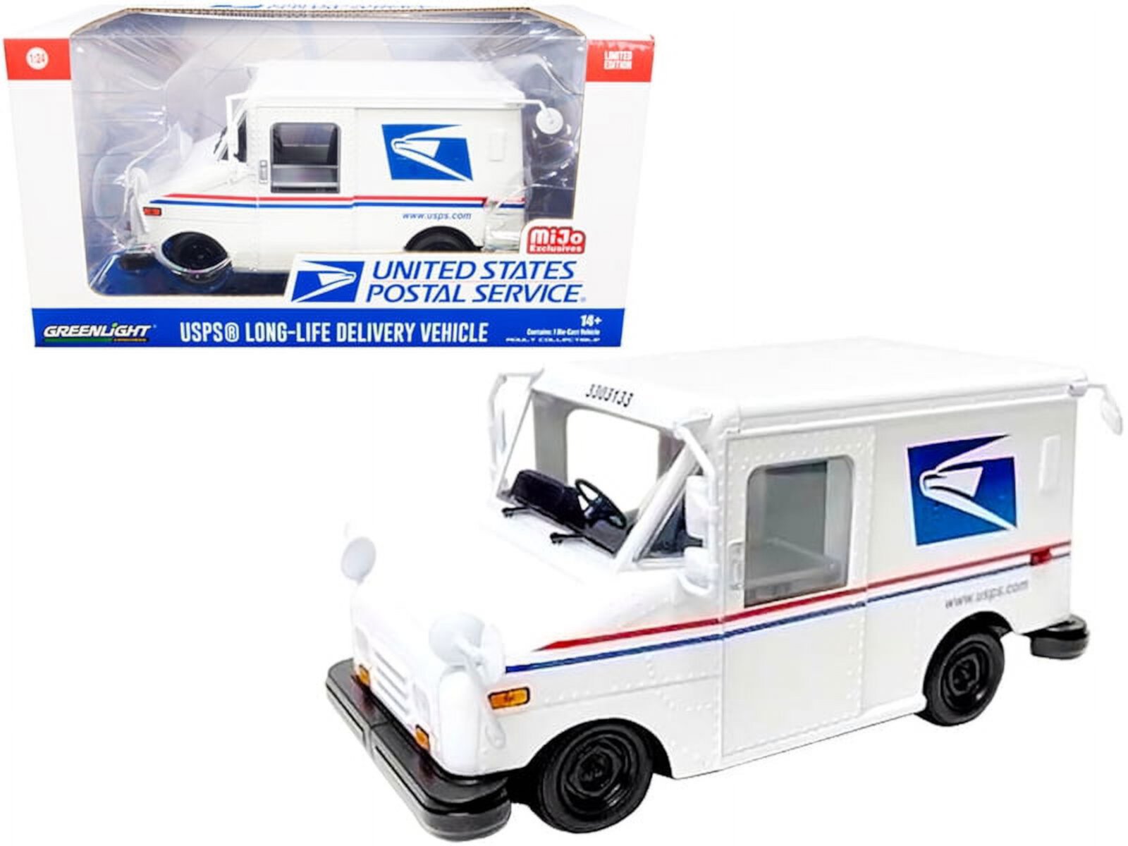 "USPS" LLV Long Life Postal Delivery Vehicle White with Stripes "United States Postal Service" 1/24 Diecast Model by Greenlight Greenlight