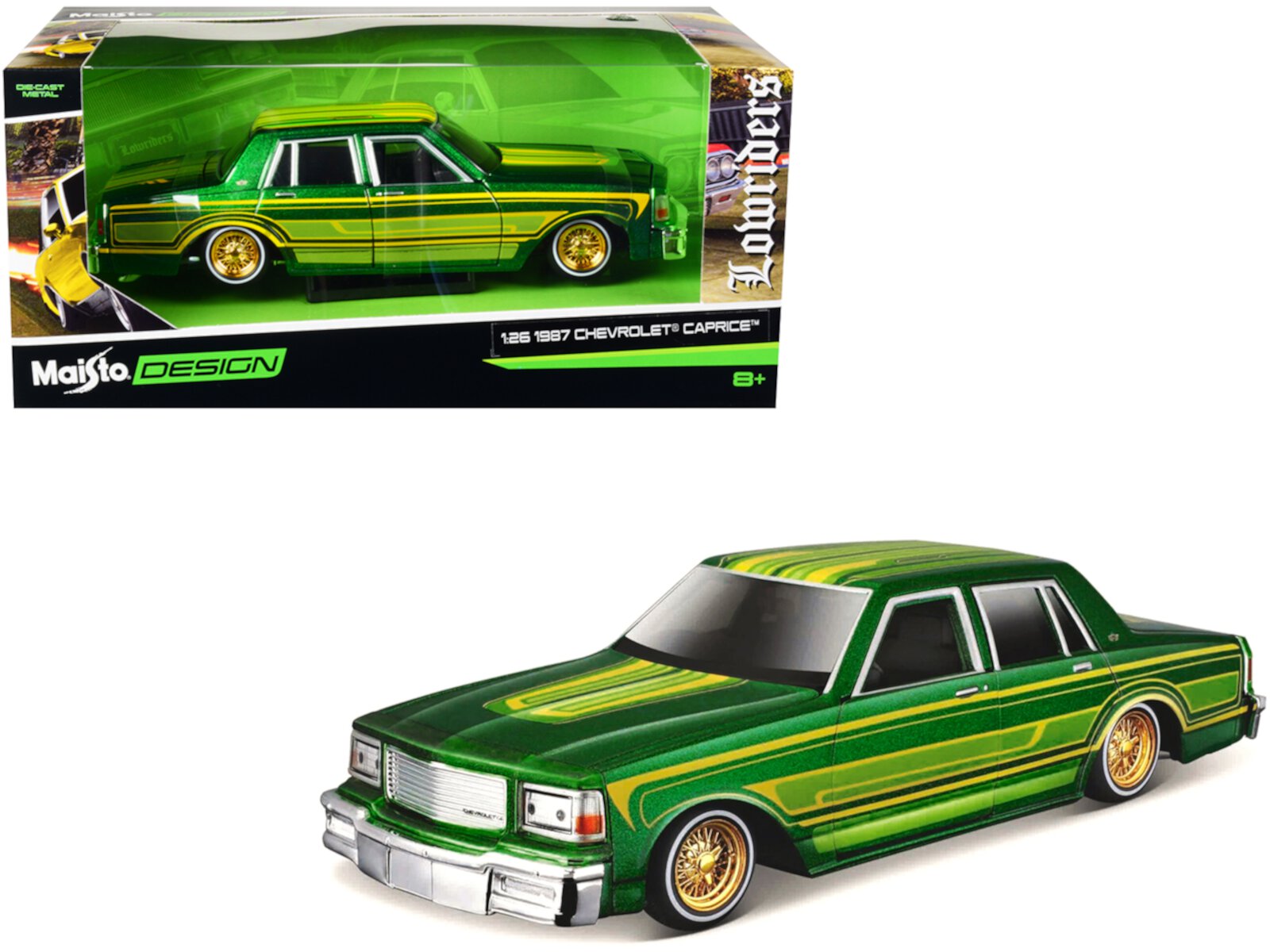 1987 Chevrolet Caprice Green Metallic Diecast Model - Lowrider Classic Muscle Series 1/26 by Maisto Maisto