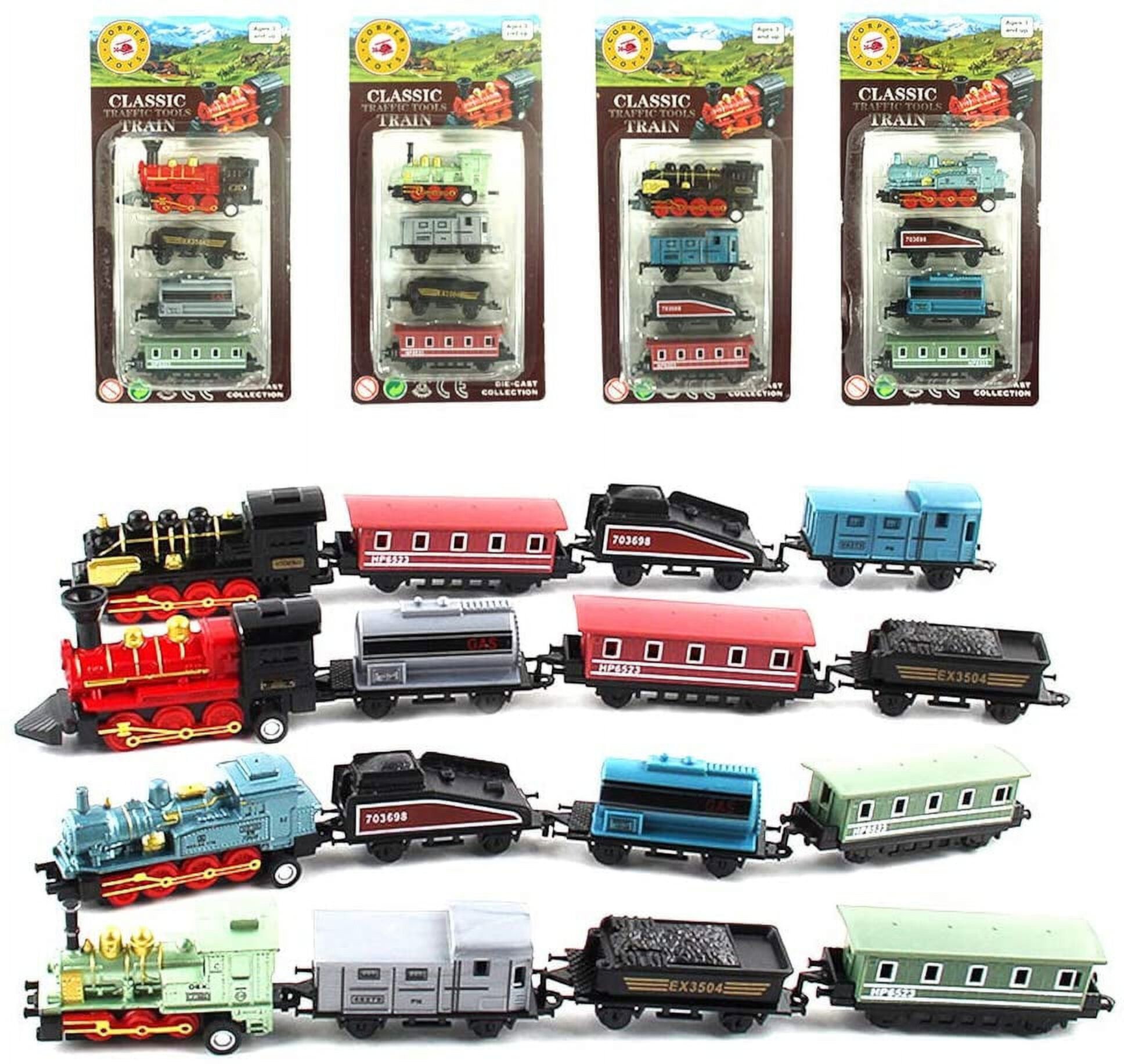 Mini Train Toy Die-Cast Pull Back Steam Train Model Set Assorted Styles for Kids Boys - 1 PACKS (Red) Kiddopark