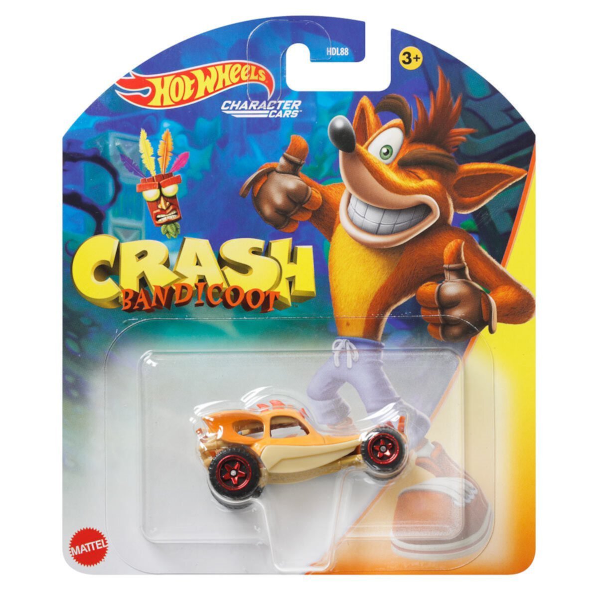 2022 Hot Wheels Character Crash Bandicoot 1:64 Scale Diecast Car Mattel