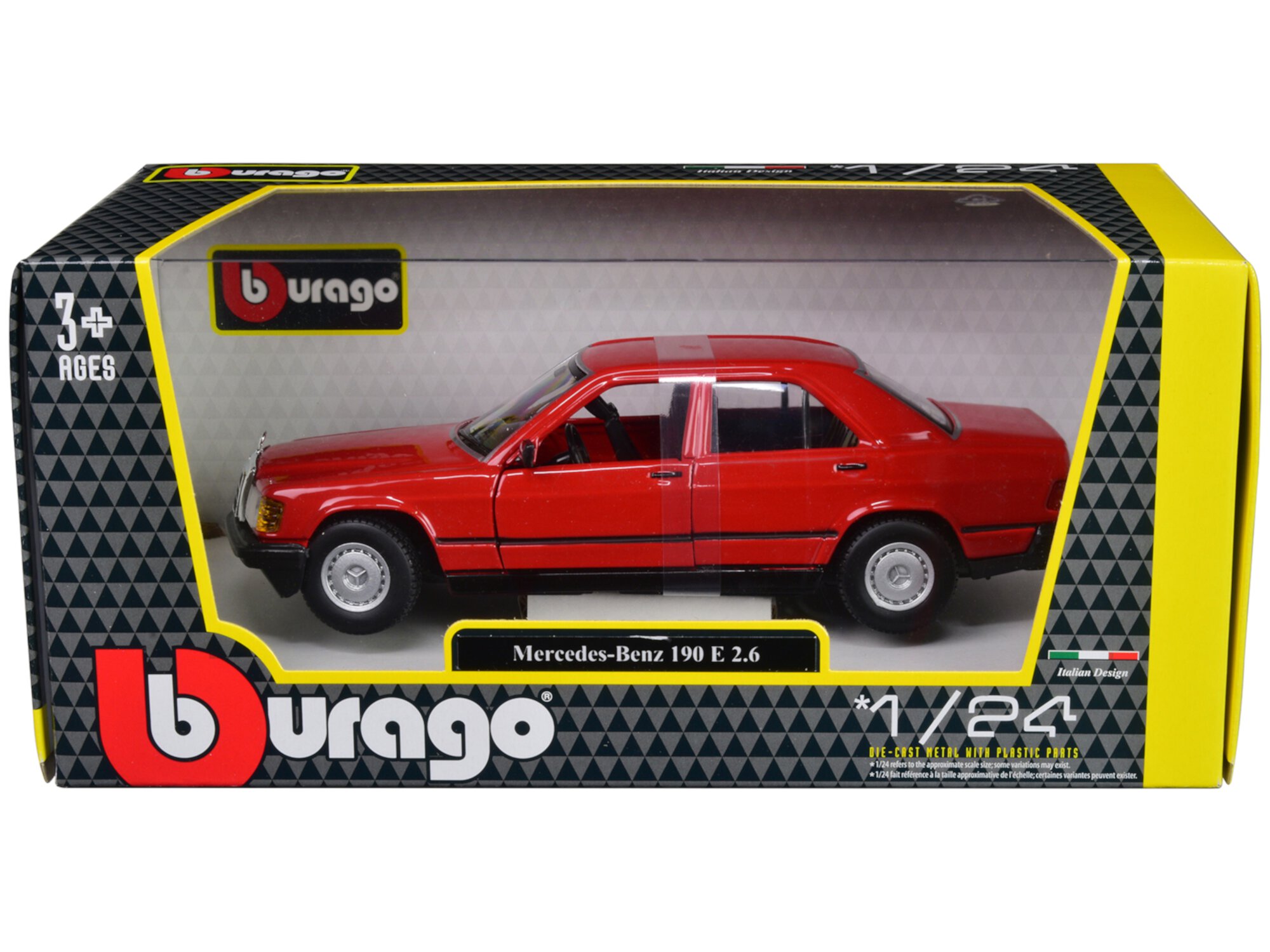 Diecast Mercedes-Benz 190 E 2.6 Red 1/24 Diecast Model Car by Bburago Bburago