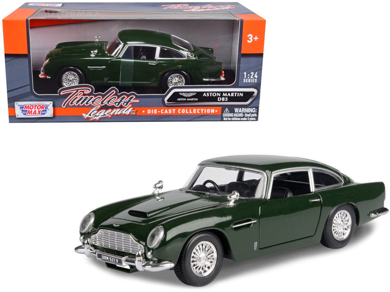 Aston Martin DB5 RHD (Right Hand Drive) Dark Green "Timeless Legends" Series 1/24 Diecast Model Car by Motormax MOTORMAX