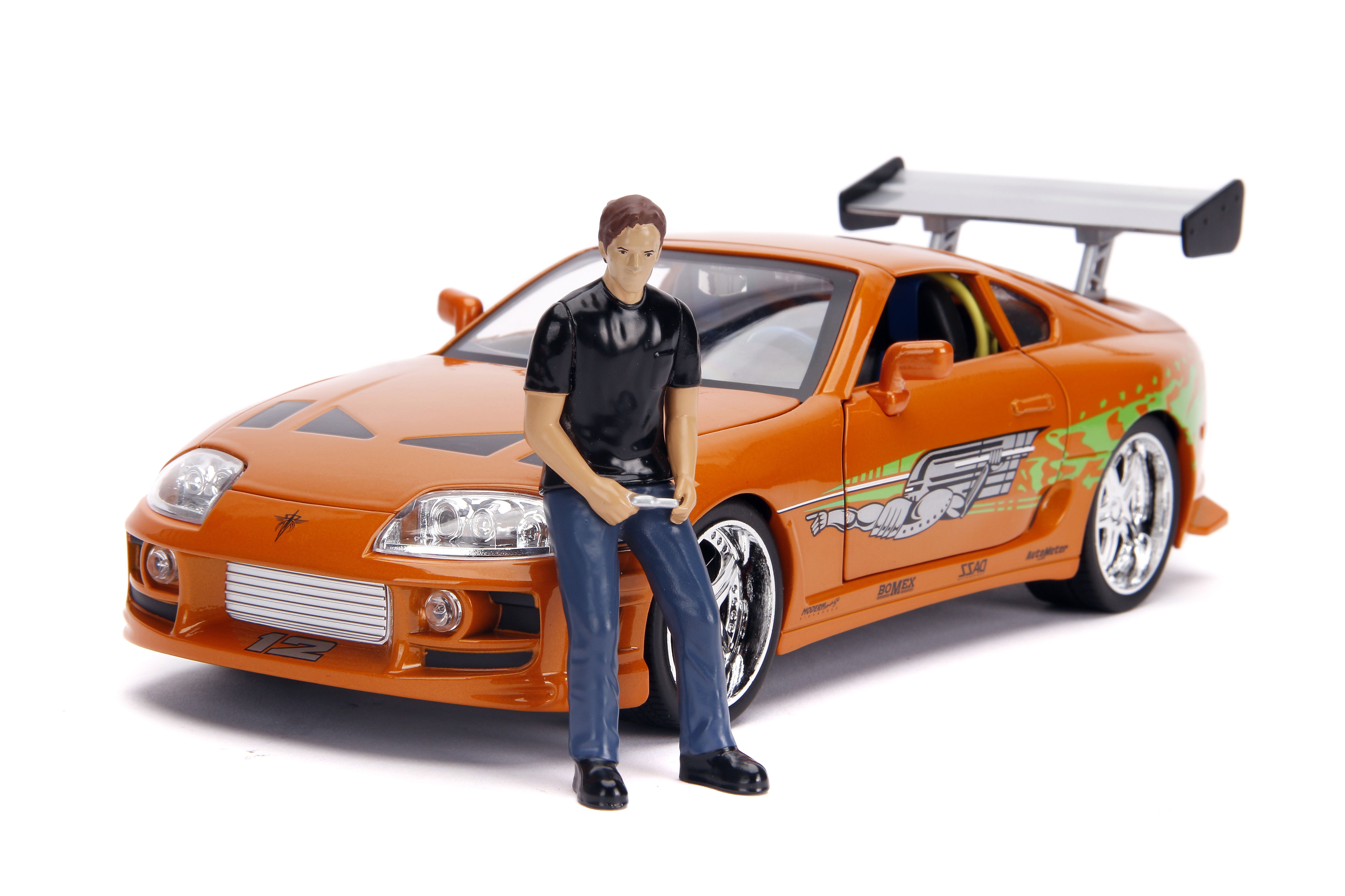 Fast & Furious 1:18 Toyota Supra Die-Cast Car w/Lights & 3" Brian Figure Model Vehicles JADA TOYS