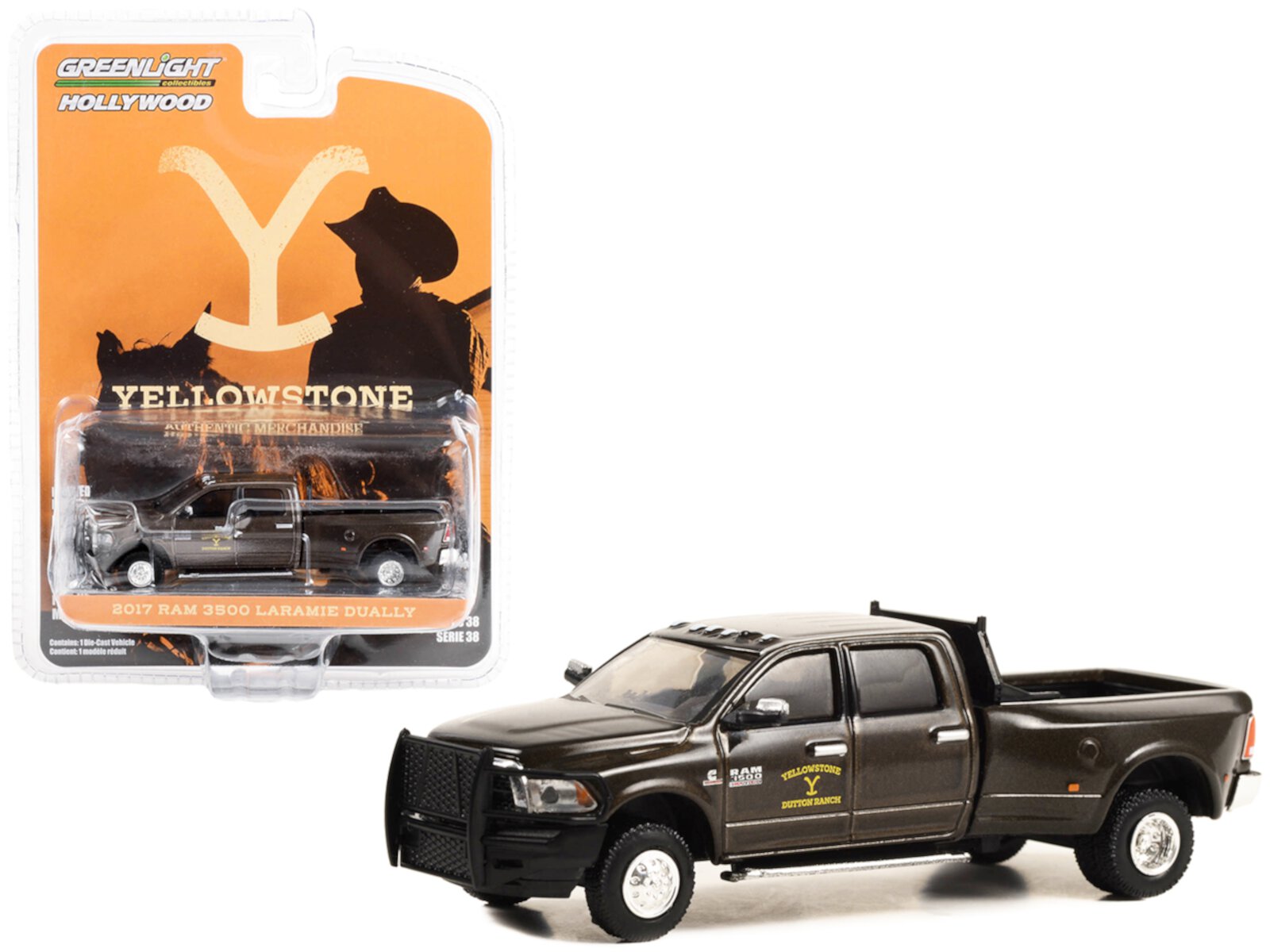 2017 Ram 3500 Laramie Dually Pickup Truck Brown Metallic "Yellowstone" (2018-Current) TV 1/64 Diecast Model Car by Greenlight Greenlight