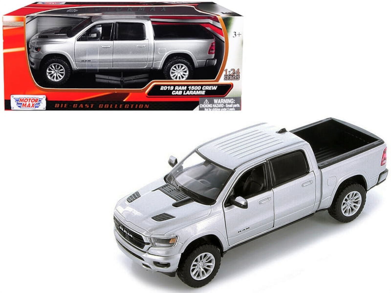 2019 RAM 1500 Laramie Crew Cab Pickup Truck Silver Metallic 1/24 Diecast Model Car by Motormax MOTORMAX