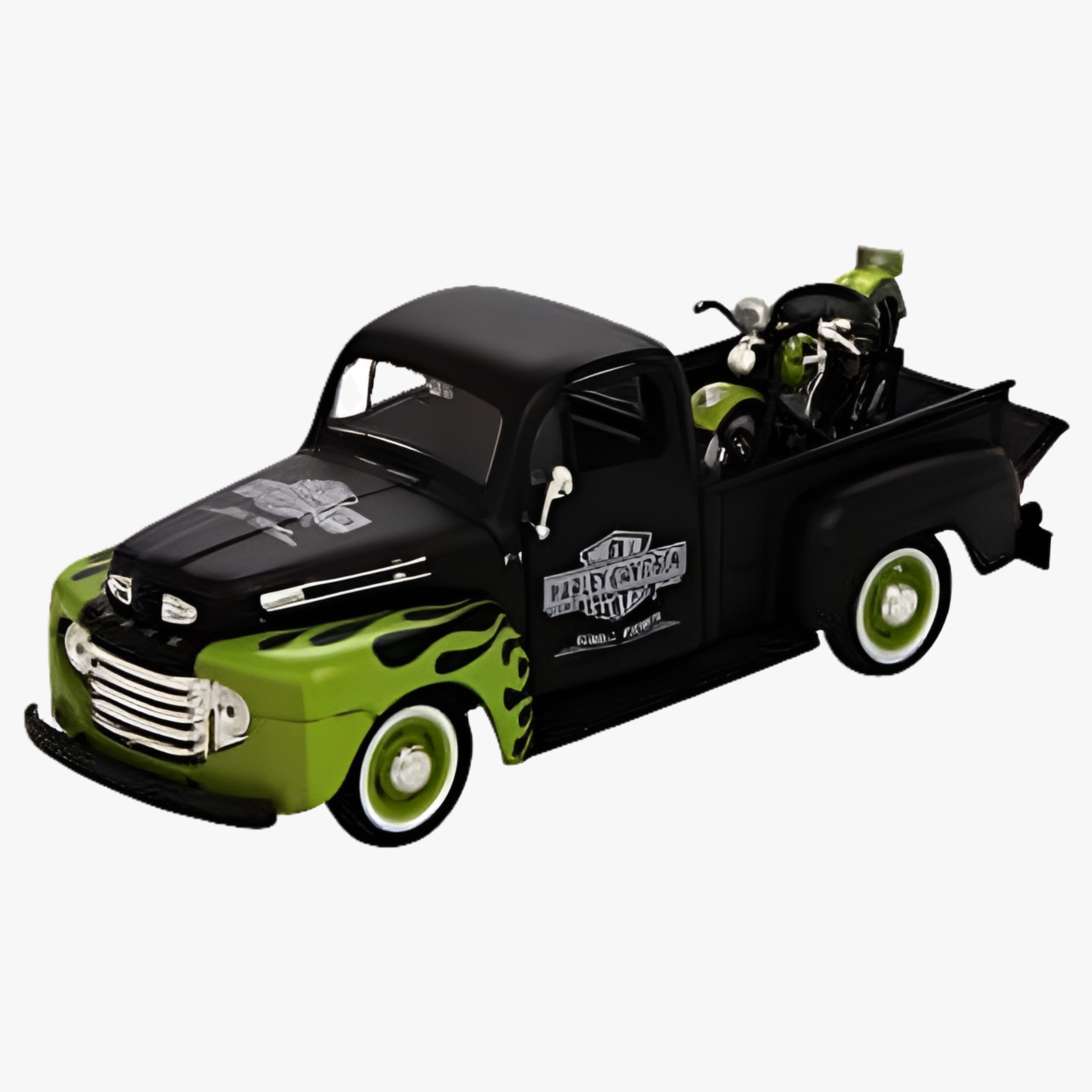 Maisto 1:24 Scale Harley Davidson 1948 Ford F-1 Pickup Truck  With 1948 FL Panhead Motorcycle Diecast Replica Model Set Maisto