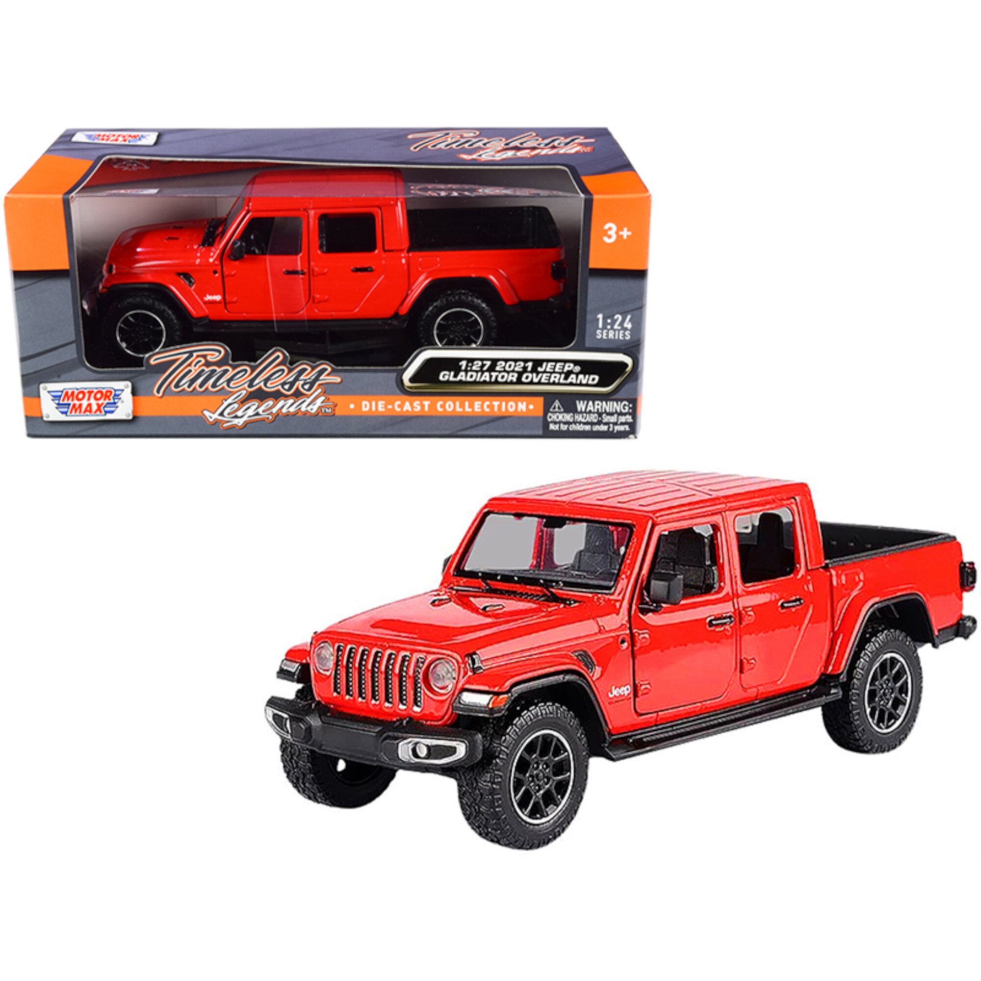 2021 Jeep Gladiator Overland (Closed Top) Pickup Truck Red 1/24-1/27 Diecast Model Car by Motormax MOTORMAX