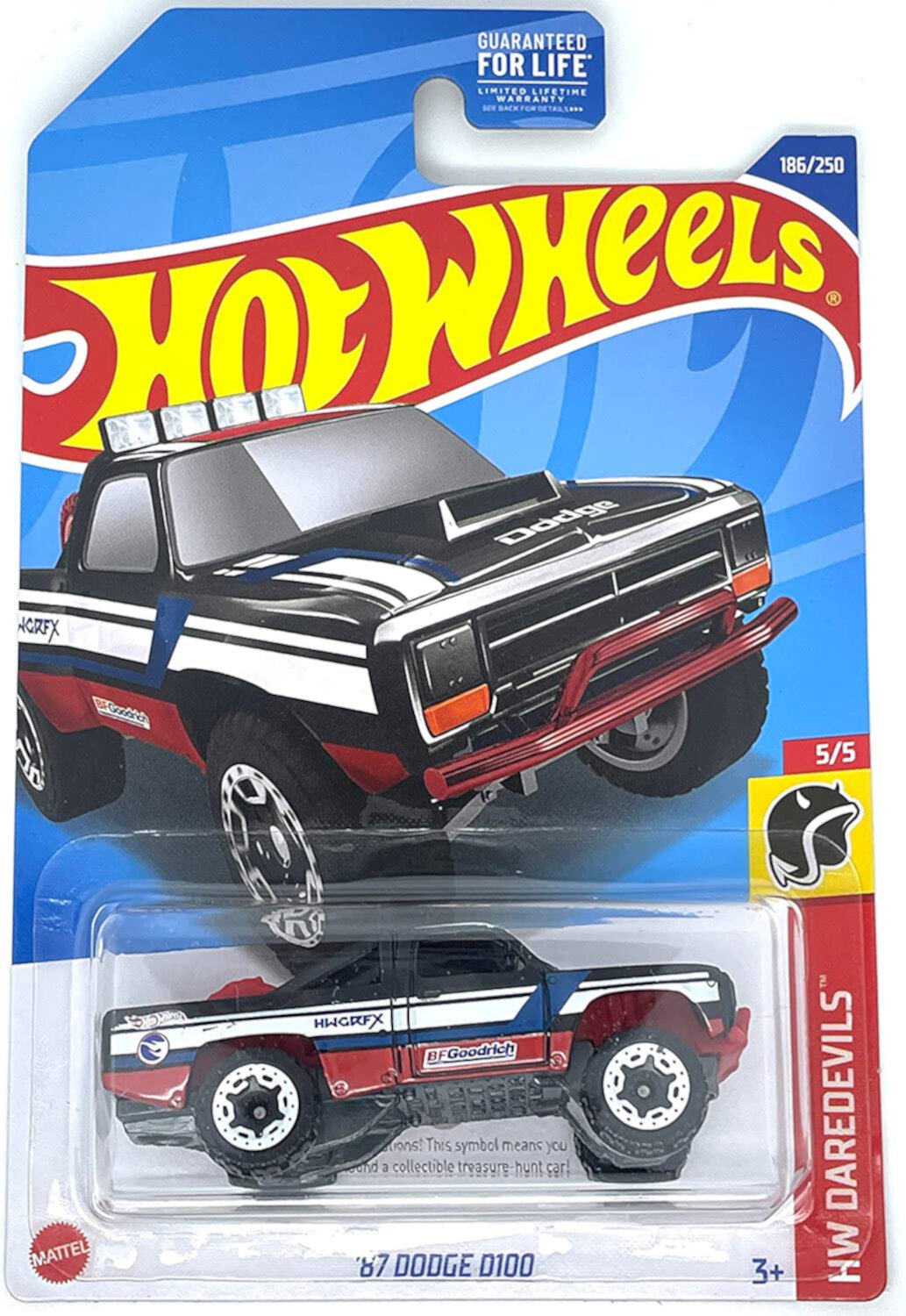 Hot Wheels 2022 - '87 Dodge D100 - HW Daredevils 5/5 [Black] 186/250 - Treasure Hunt Hot Wheels