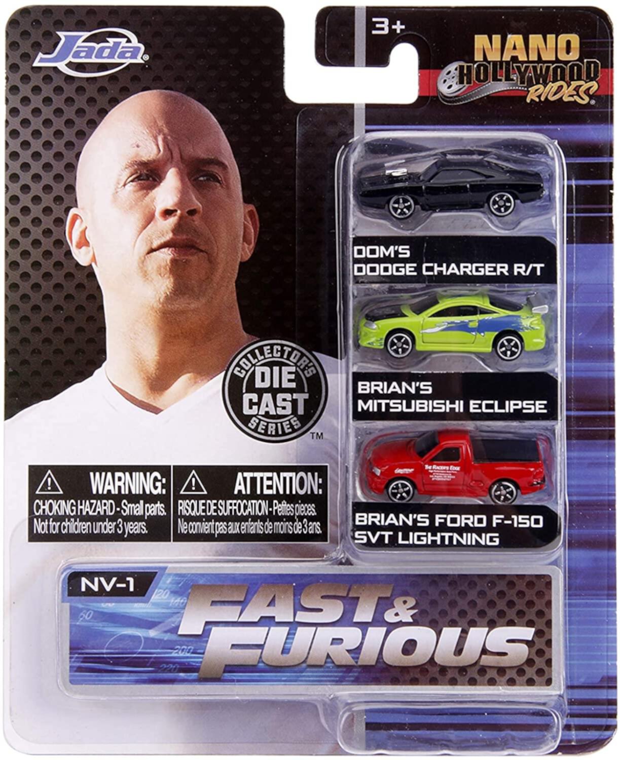 Jada Toys Nano Hollywoood Rides Die Cast Fast & Furious Assort A Car Play Vehicles 3 Pack JADA TOYS