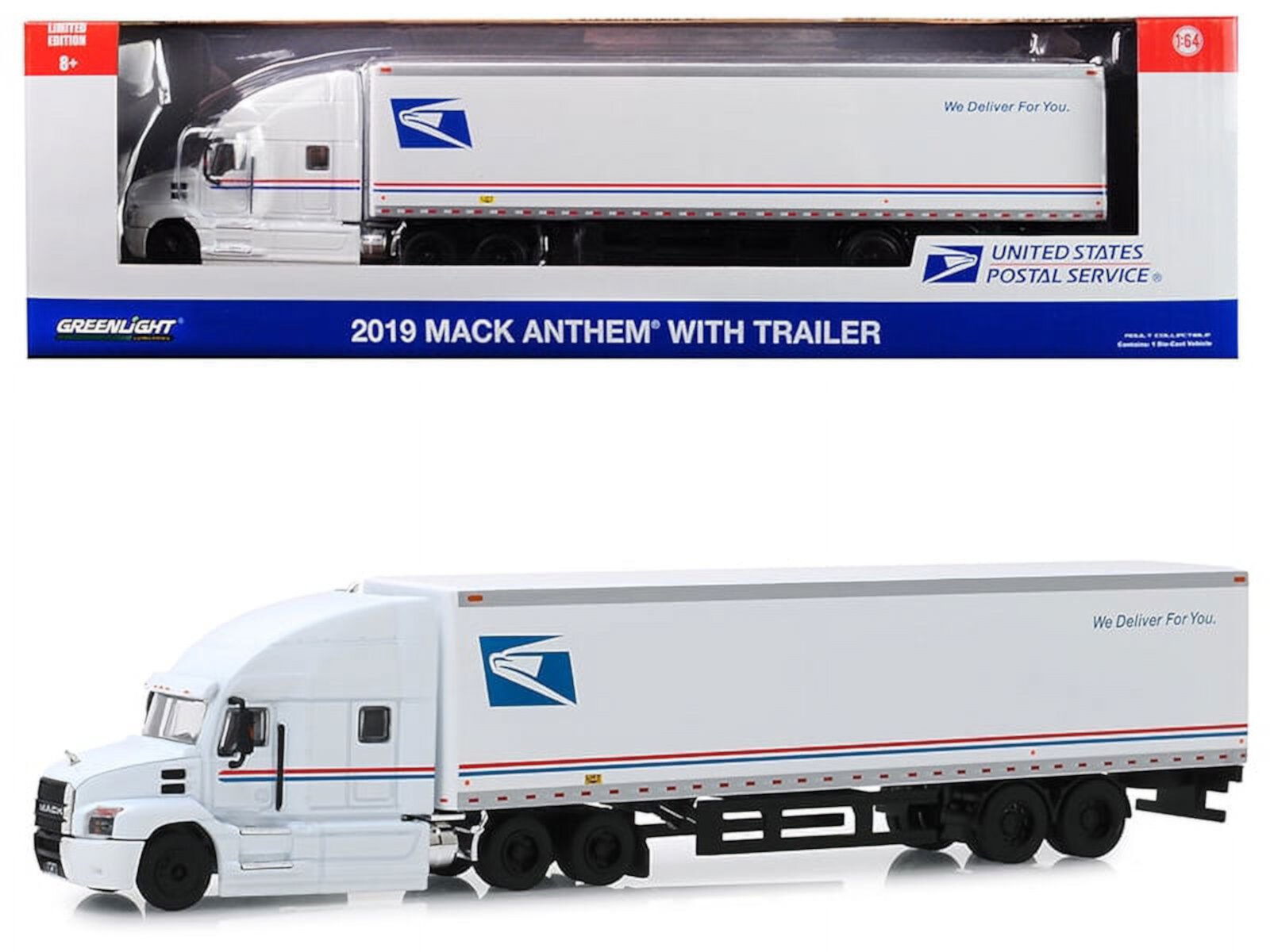 2019 Mack Anthem 18 Wheeler Tractor-Trailer "USPS" (United States Postal Service) "We Deliver For You" 1/64 Diecast Model by Greenlight Greenlight