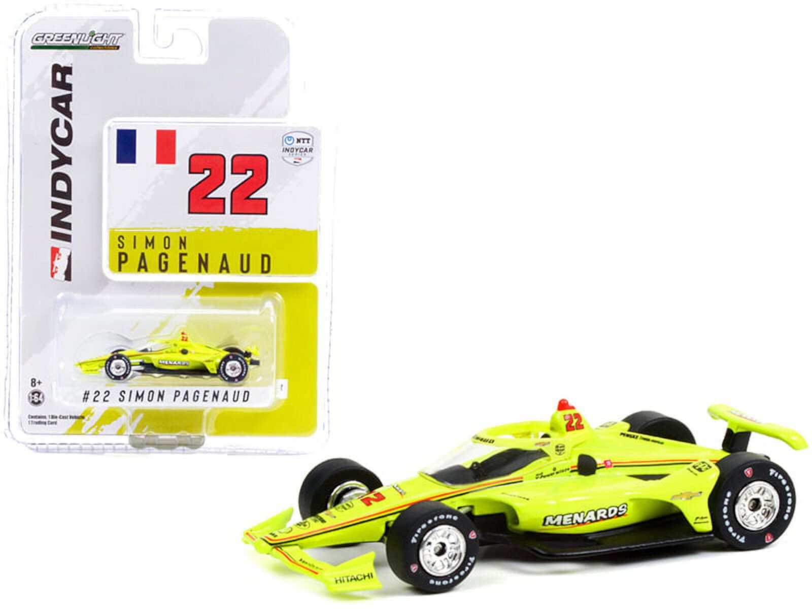 Menards 2021 Dallara IndyCar, #22 Simon Pagenaud - Greenlight 11505/48 - 1/64 scale Diecast Model Toy Car Greenlight