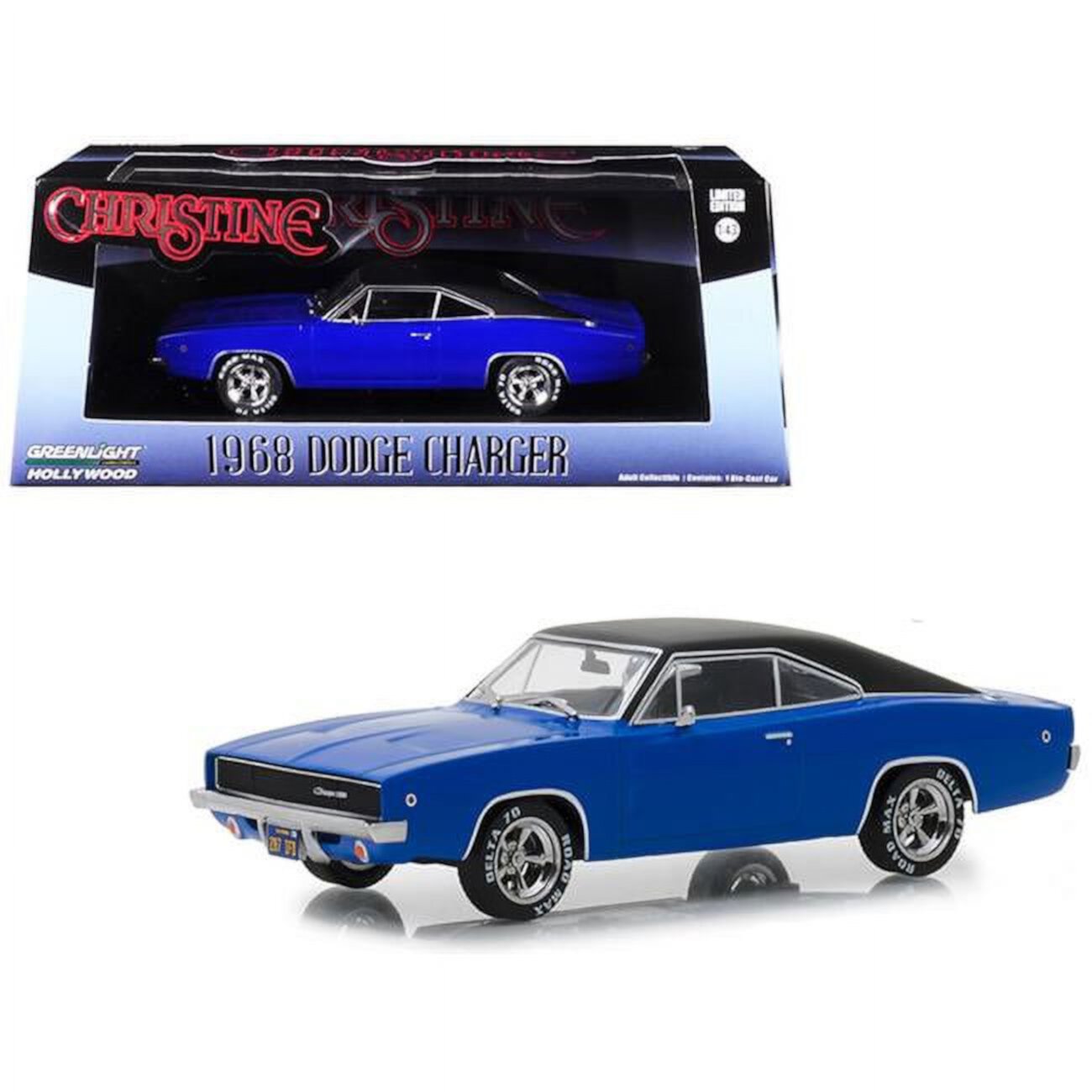 Greenlight 86531 1968 Dodge Charger Blue with Black Top Christine 1983 Movie 1-43 Diecast Model Car Greenlight