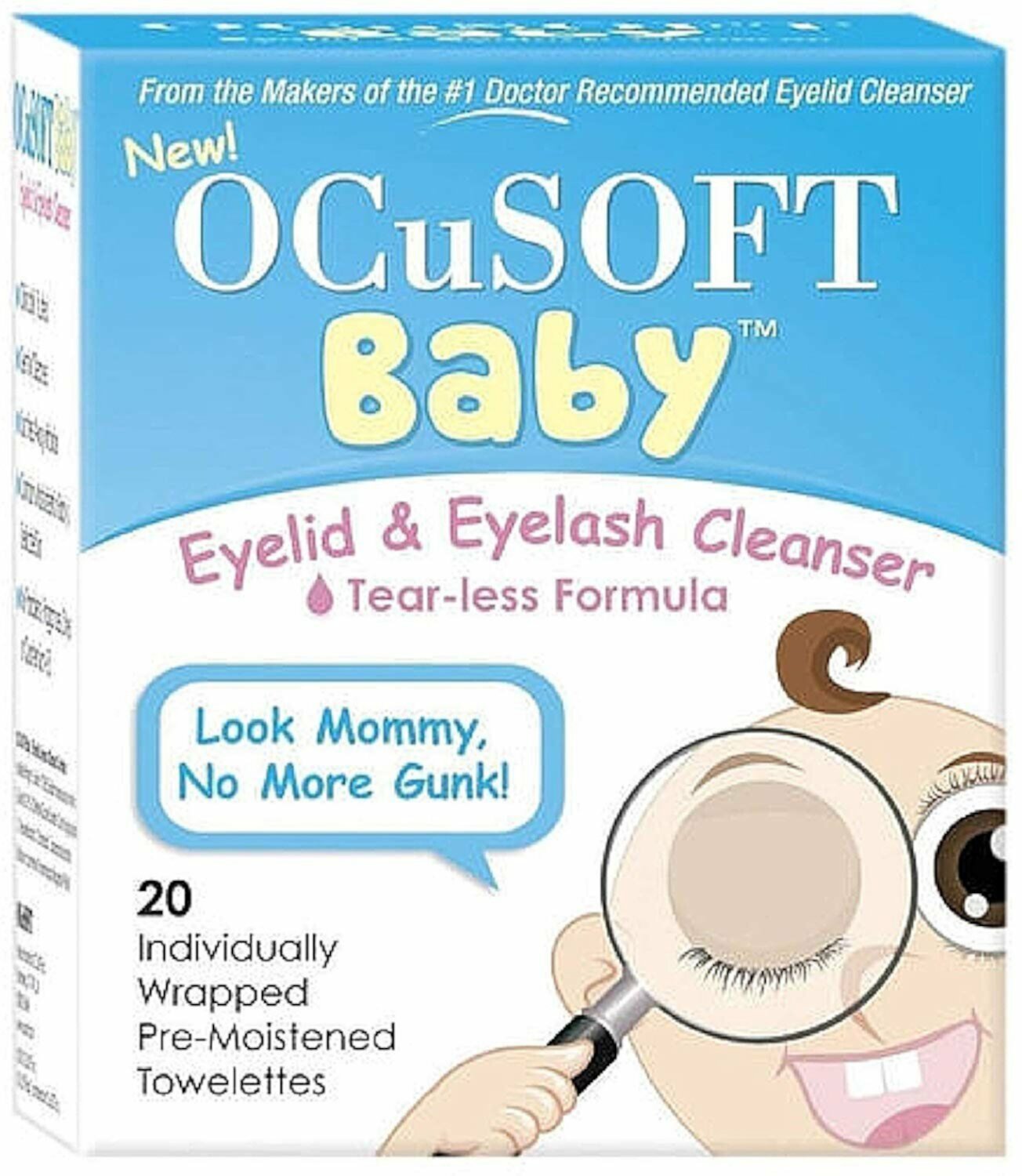 OCuSoft Baby Eyelid Eyelash Pre-Moistened Towelette Cleanser, 20 ct, 3 Pack OCuSoft