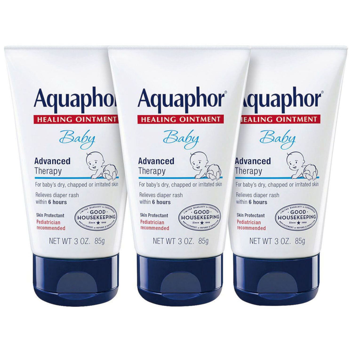 Aquaphor Advanced Therapy para Bebés para el Protector de la Piel con Ungento Curativo Seco y Agrietado Del Bebé (3.0 oz., 3 Unidades) Aquaphor