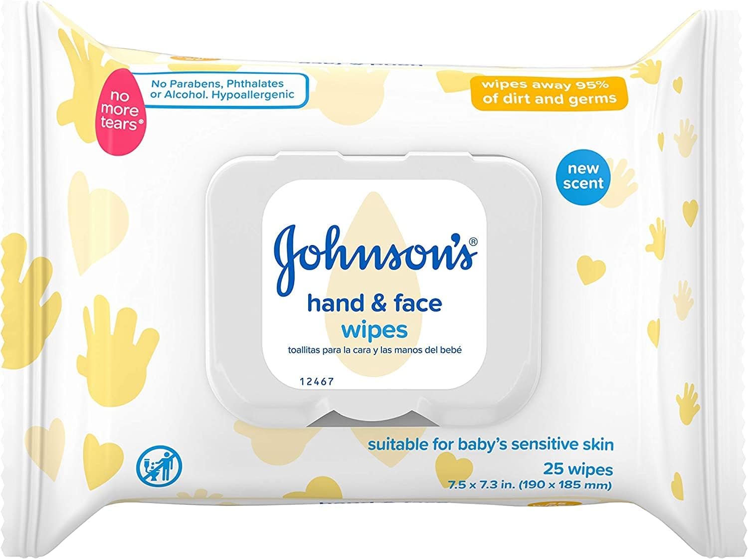 Johnson's Hand & Face Baby Wipes, 25 Count (Pack of 6) Johnson's