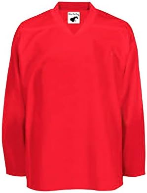 Pearsox Mesh Polyester Hockey Jersey for Men's - Ice Hockey Athletic Plain Sports Jersey with Pullover Closure, Long Sleeves (Scarlet, YS/YM) PEAR SOX