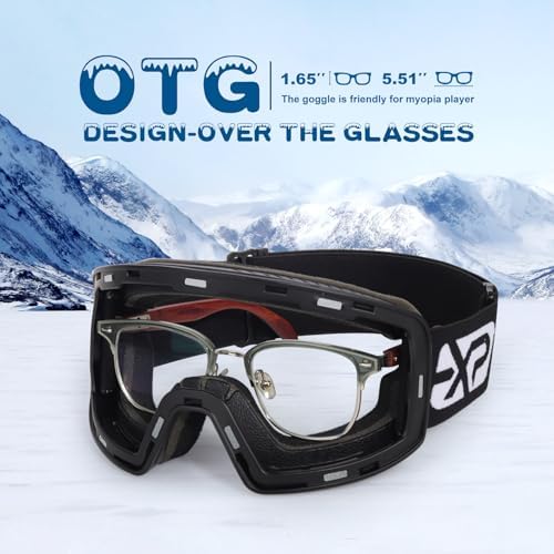 EXP VISION Ski/Snowboard Goggles, Magnetic Lens Snow Goggles with Anti-Fog & UV400 Protection for Men & Women EXP VISION