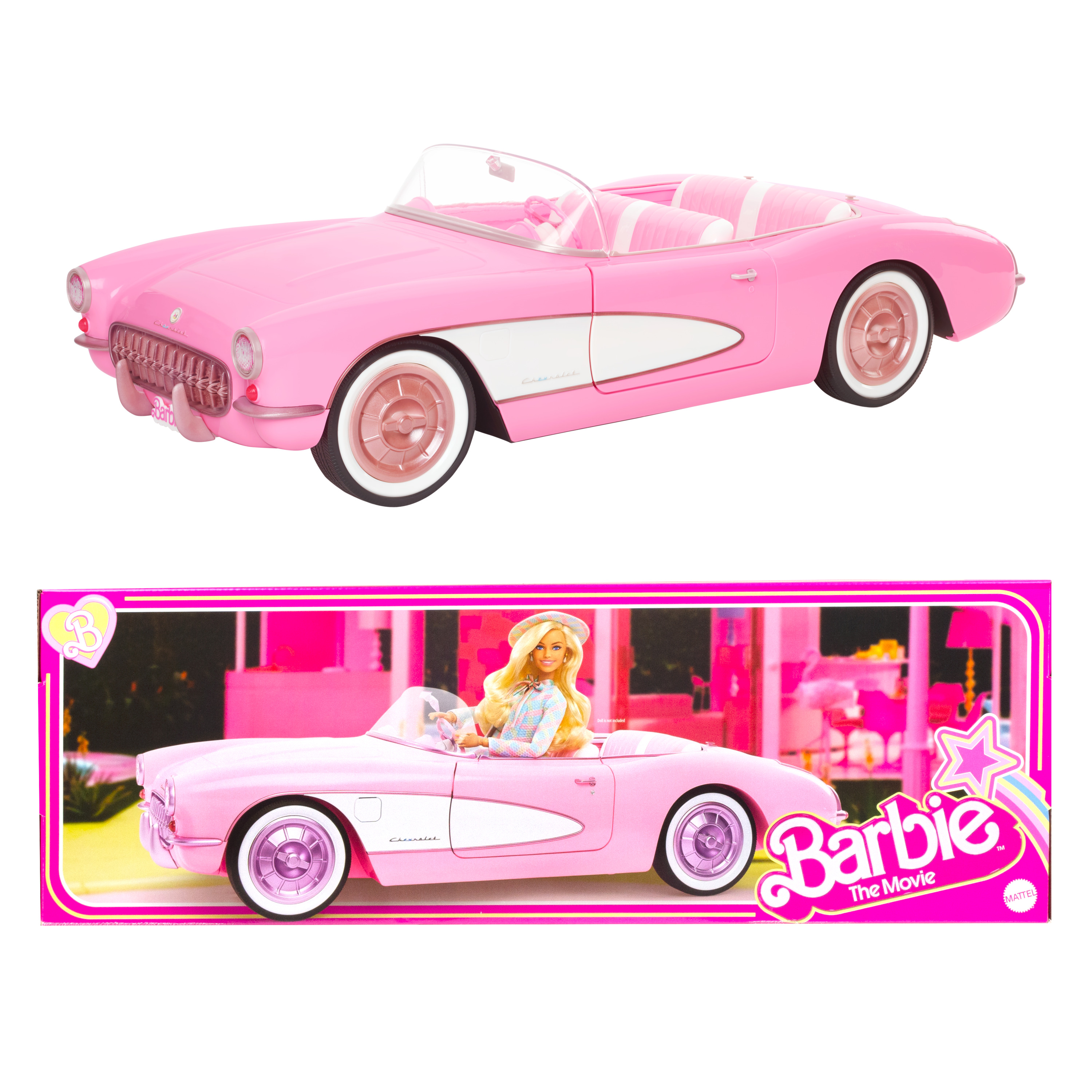 Barbie The Movie Collectible Car, Pink Corvette Convertible Barbie