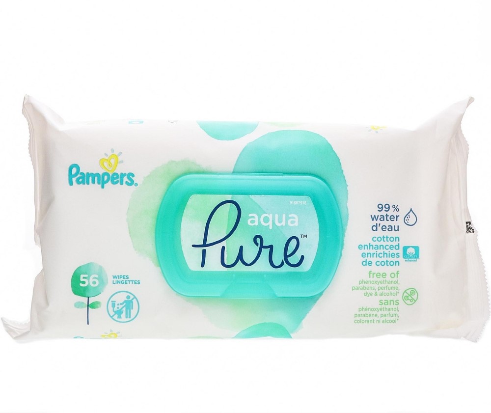 Pampers Aqua Pure Wipes Travel Pack 56 ea Pampers