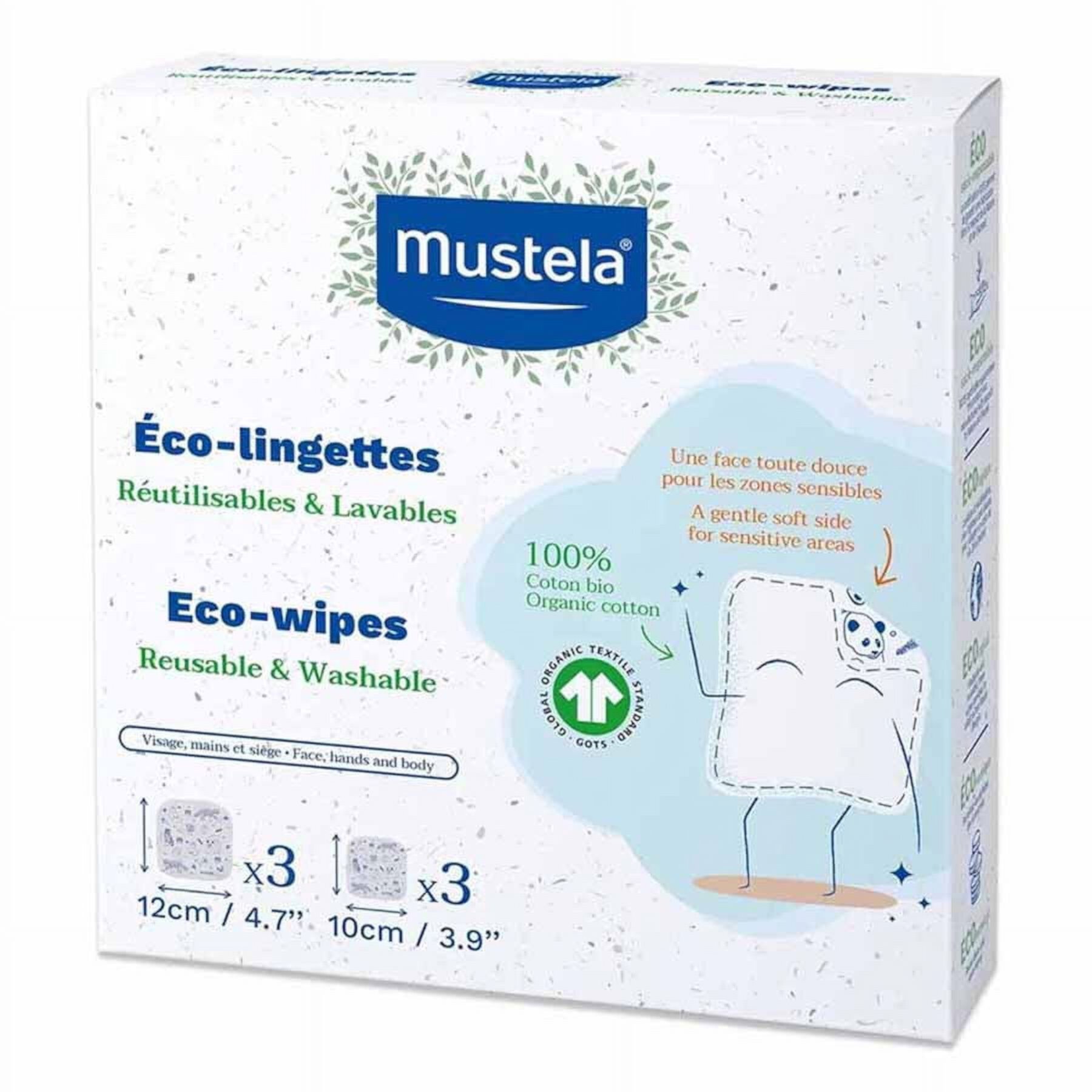 Mustela - Certified Organic Water Wipes with Cotton and Aloe Bundle (3-Pack) Mustela