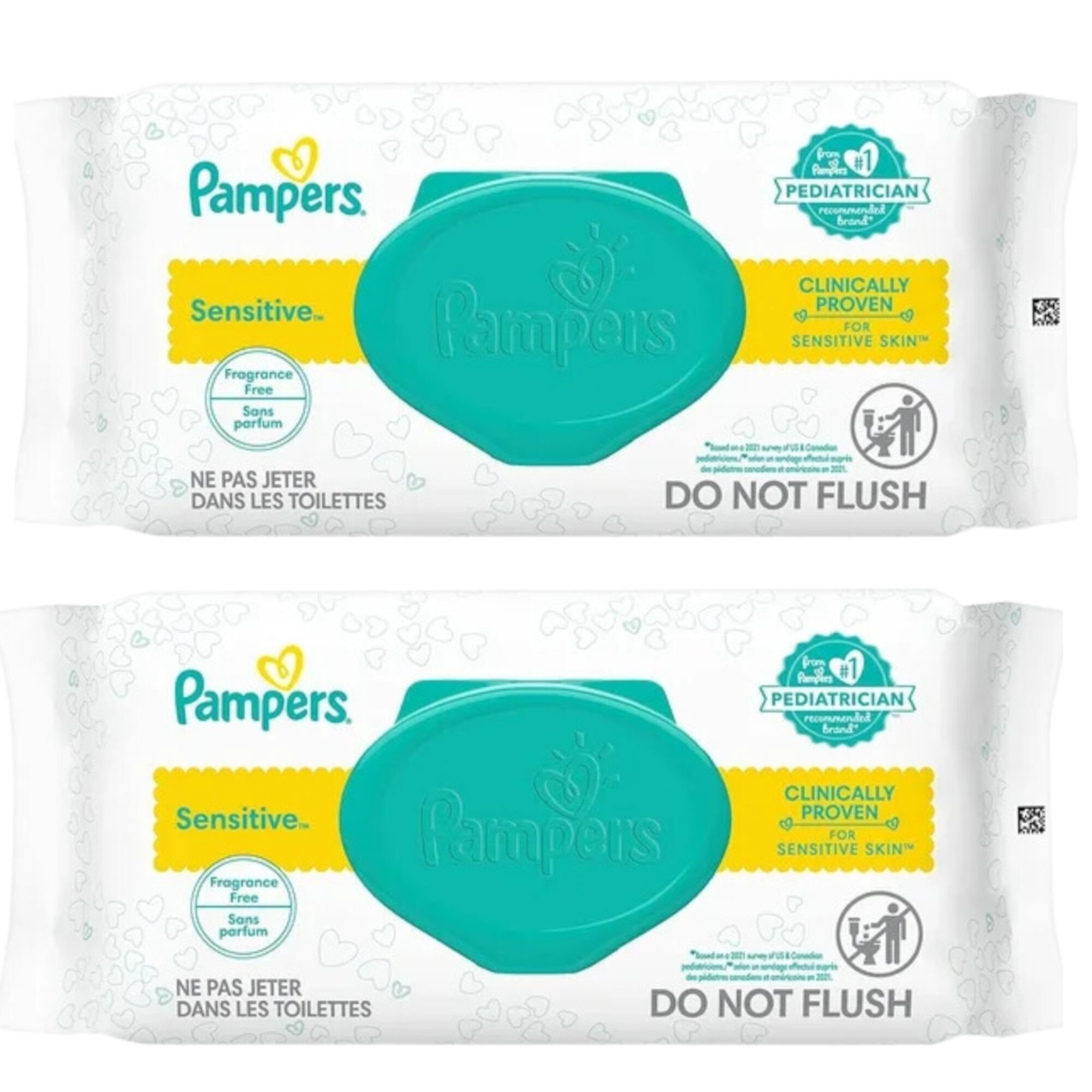 Pampers Sensitive Baby Wipes, Perfume Free Pop-Top Pack, 56 Count Each |2 Pcs per Pack Pampers