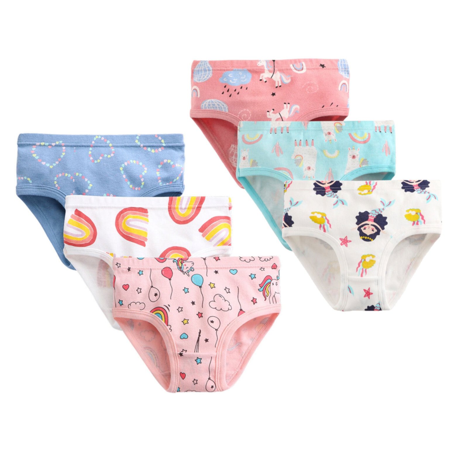 6-Pack Toddler/Little/Big Girls Soft Cotton Underwear Kids Breathable Comfort Panty Briefs Undies,  2-12 Years Daxin