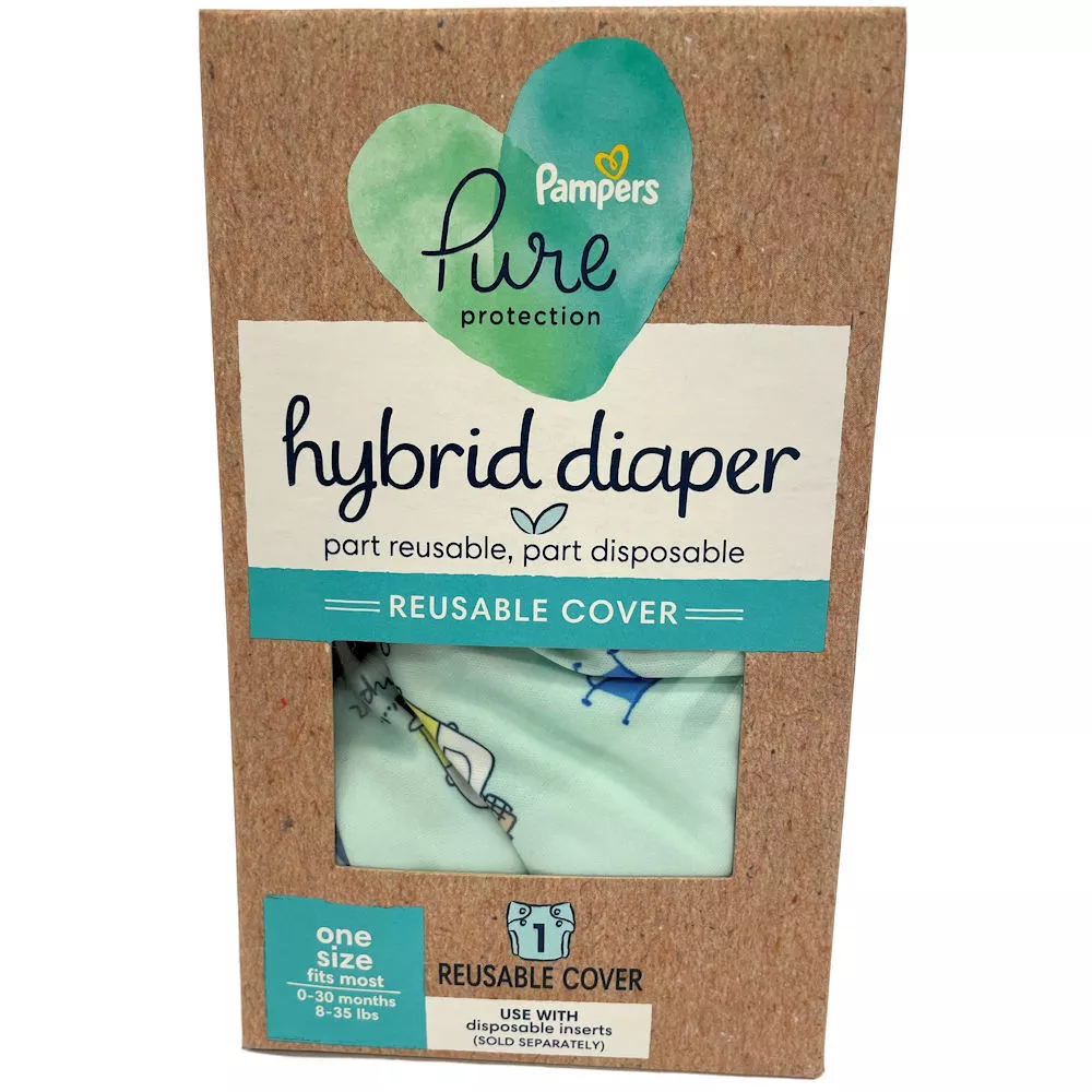 Pampers Pure Hybrid Reusable Cloth Diaper Cover, One Size - Happy Camper Pampers