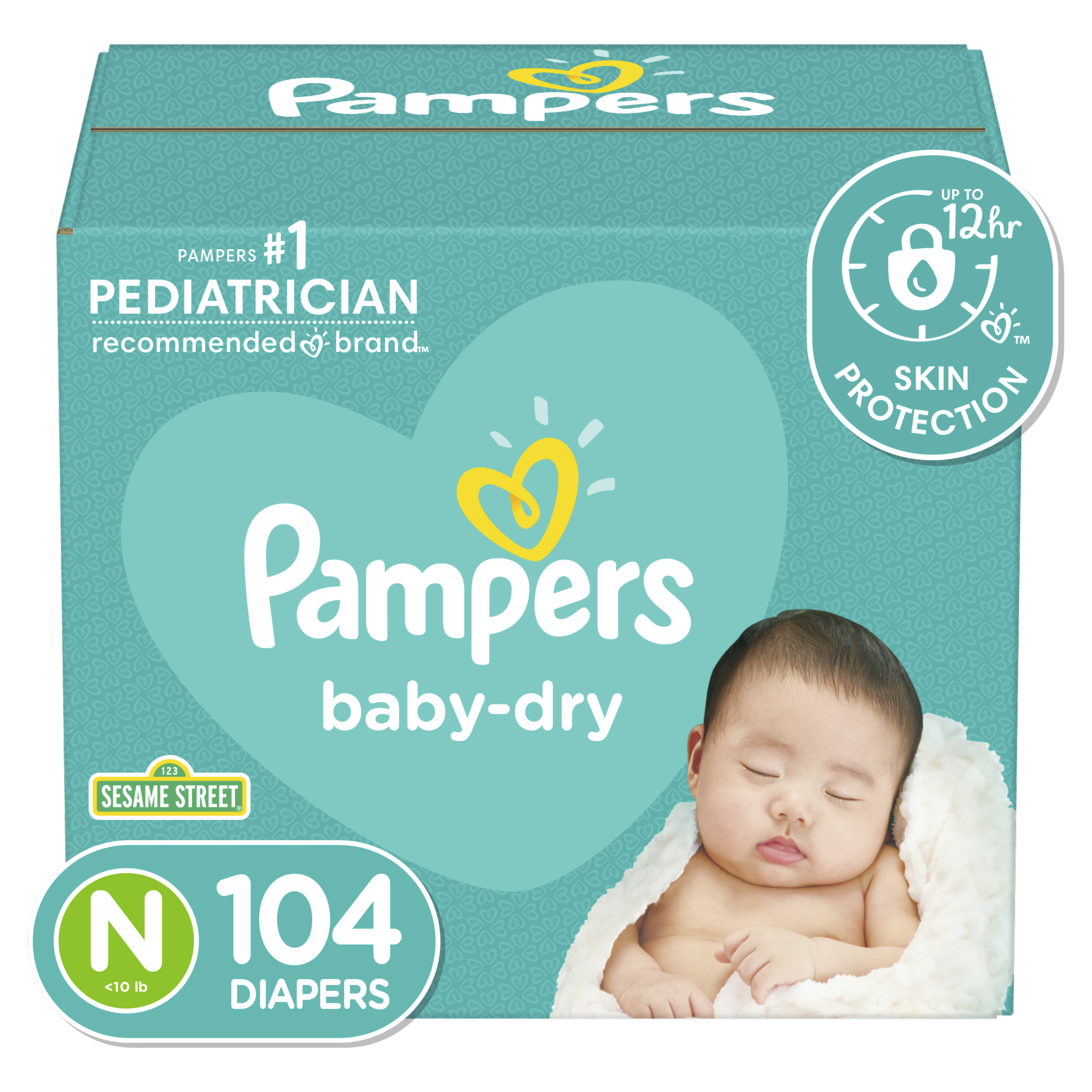 Pampers Baby-Dry Extra Protection Diapers, Size 0, 104 Count Pampers