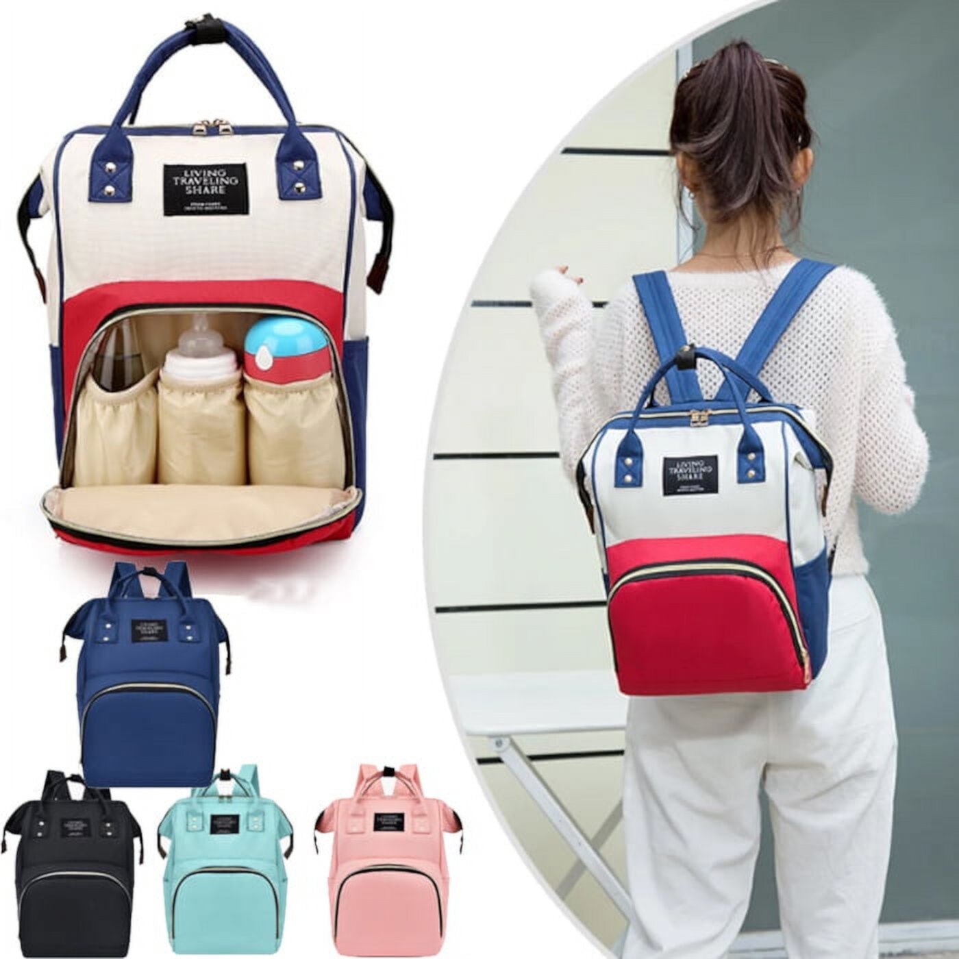 Diaper Bag Backpack Mother and Baby Bag Baby Bottle Insulation Waterproof Mother Bag XTEILC